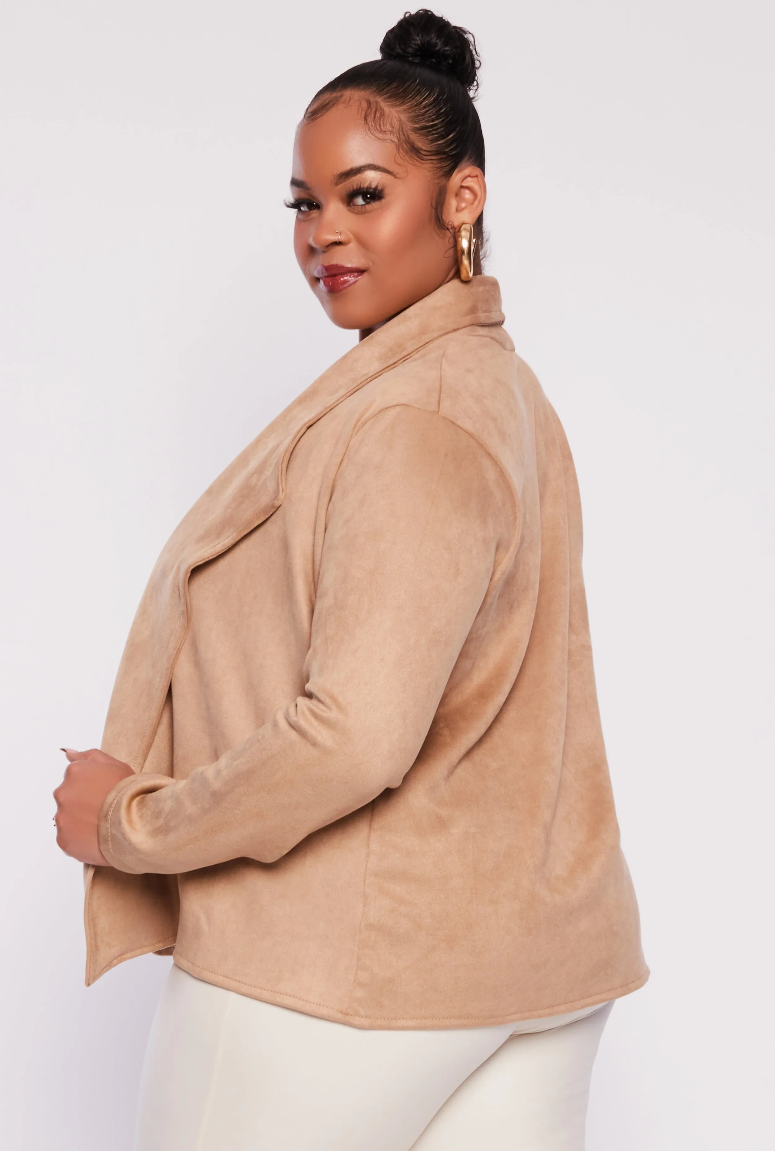 Plus Size Faux Suede Open Front Blazer sold by Rainbow product image thumbnail 3