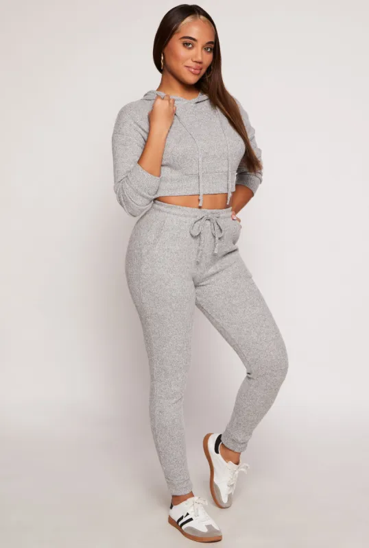 Brushed Knit Drawstring High Waisted Joggers sold by Rainbow