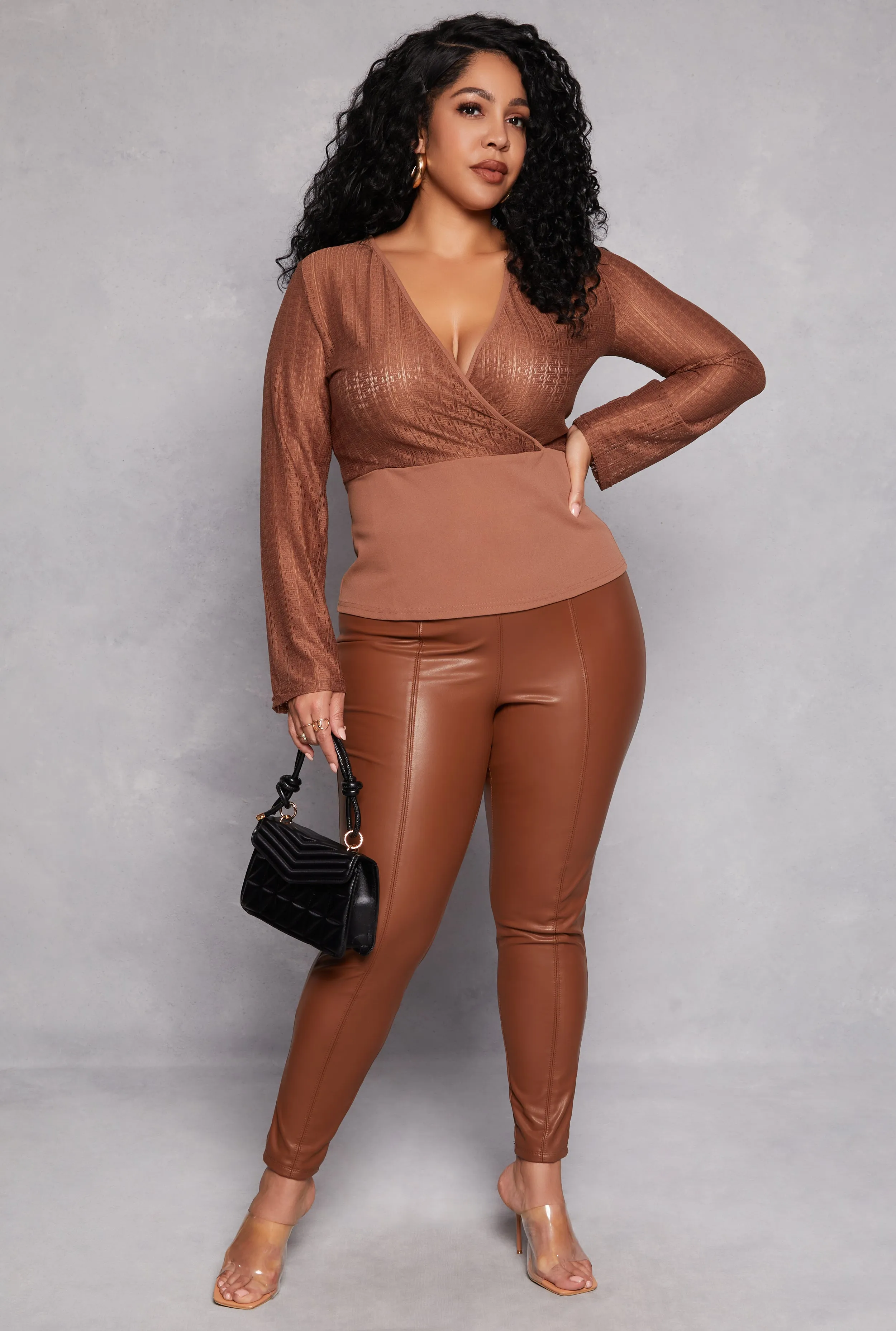 Plus Size Geometric Mesh Faux Wrap Top sold by Rainbow product image thumbnail 2