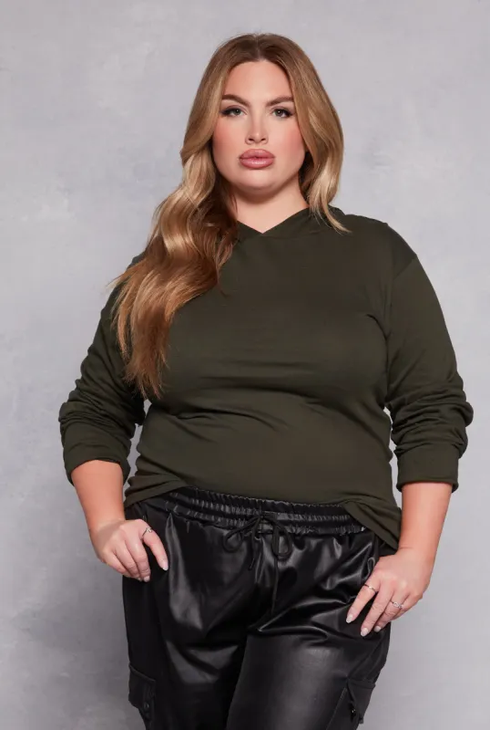 Plus Size Long Sleeve Hooded Top sold by Rainbow
