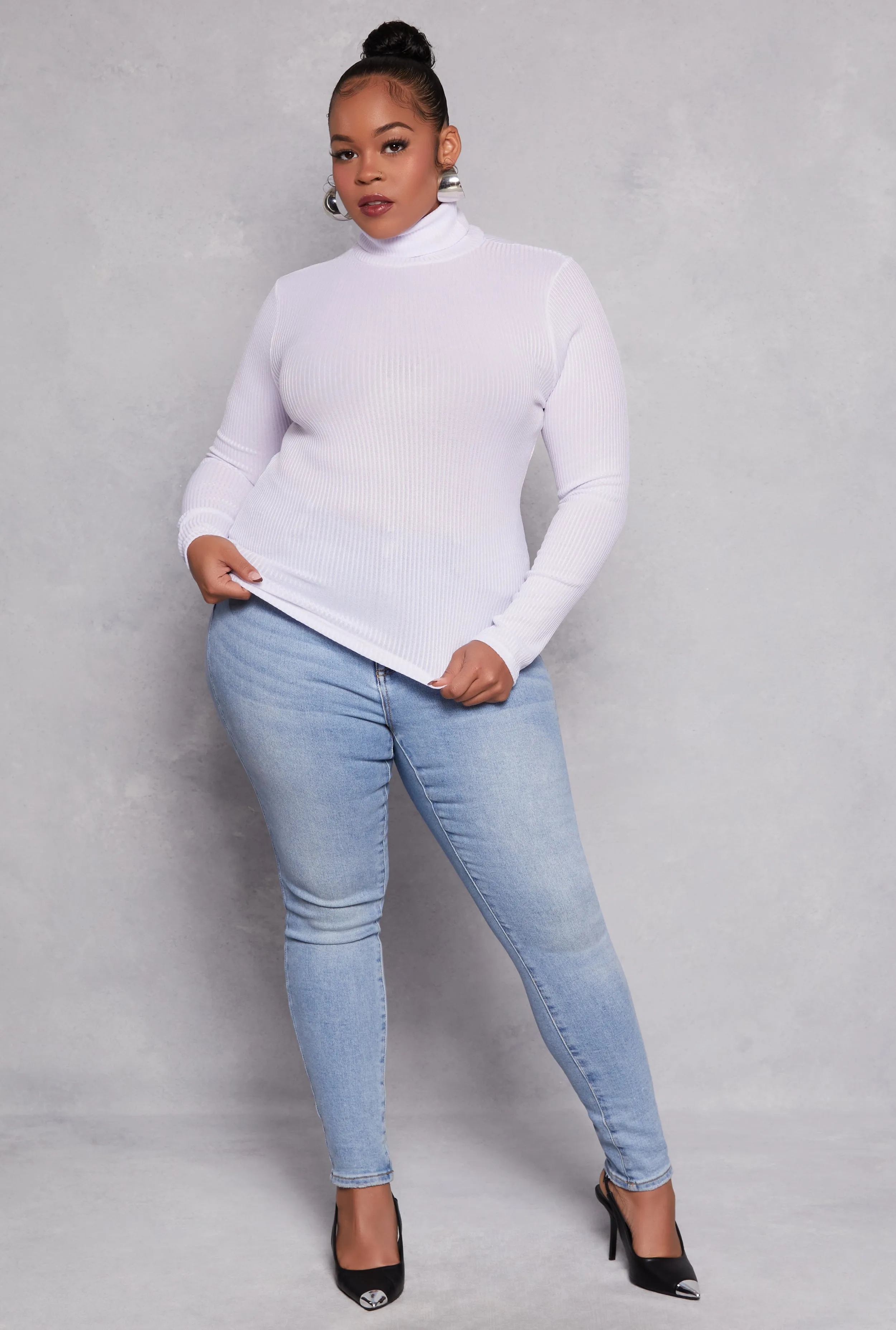 Plus Size Rib Knit Turtleneck Top sold by Rainbow product image thumbnail 2