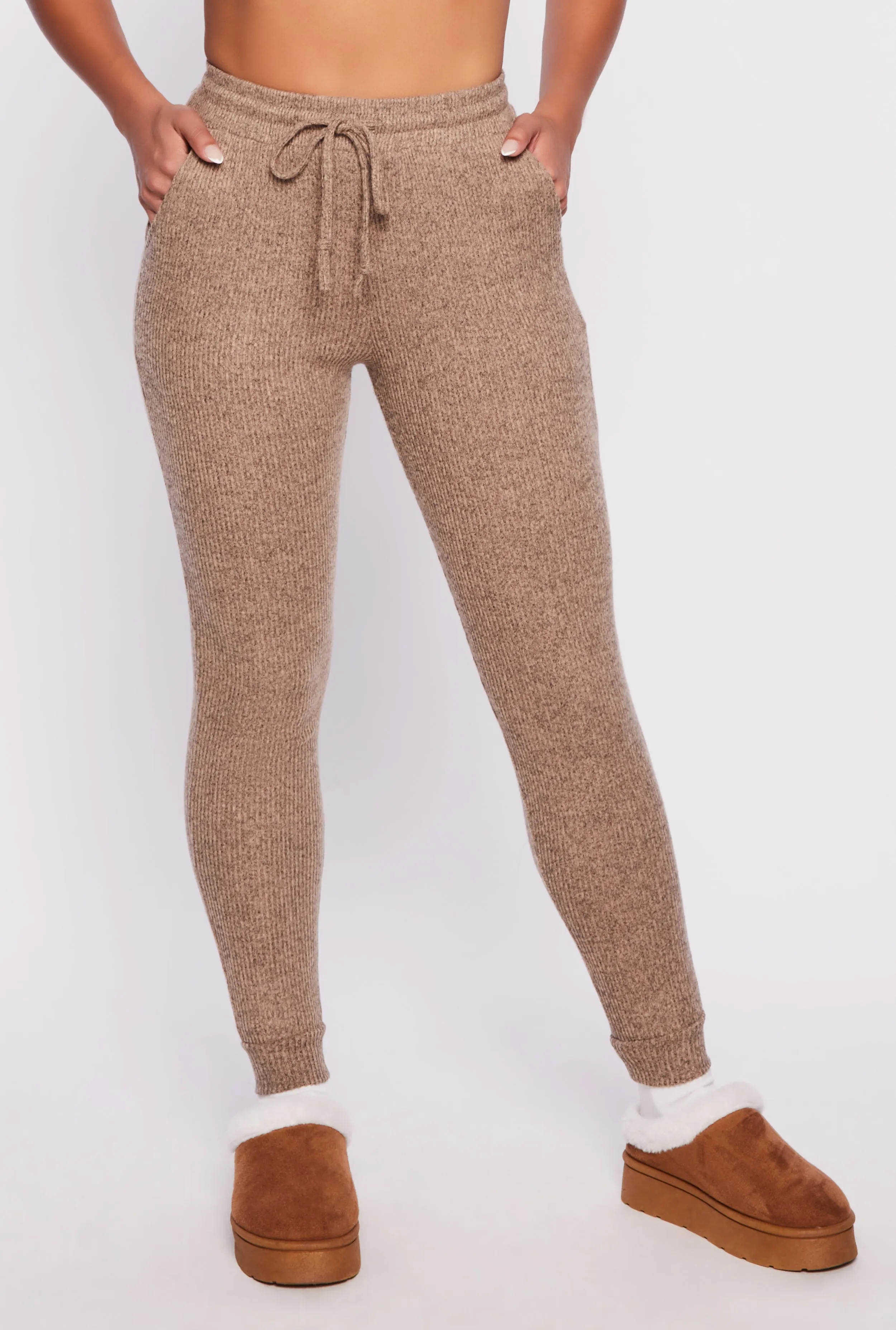 Brushed Knit Drawstring High Waisted Joggers sold by Rainbow product image thumbnail 2
