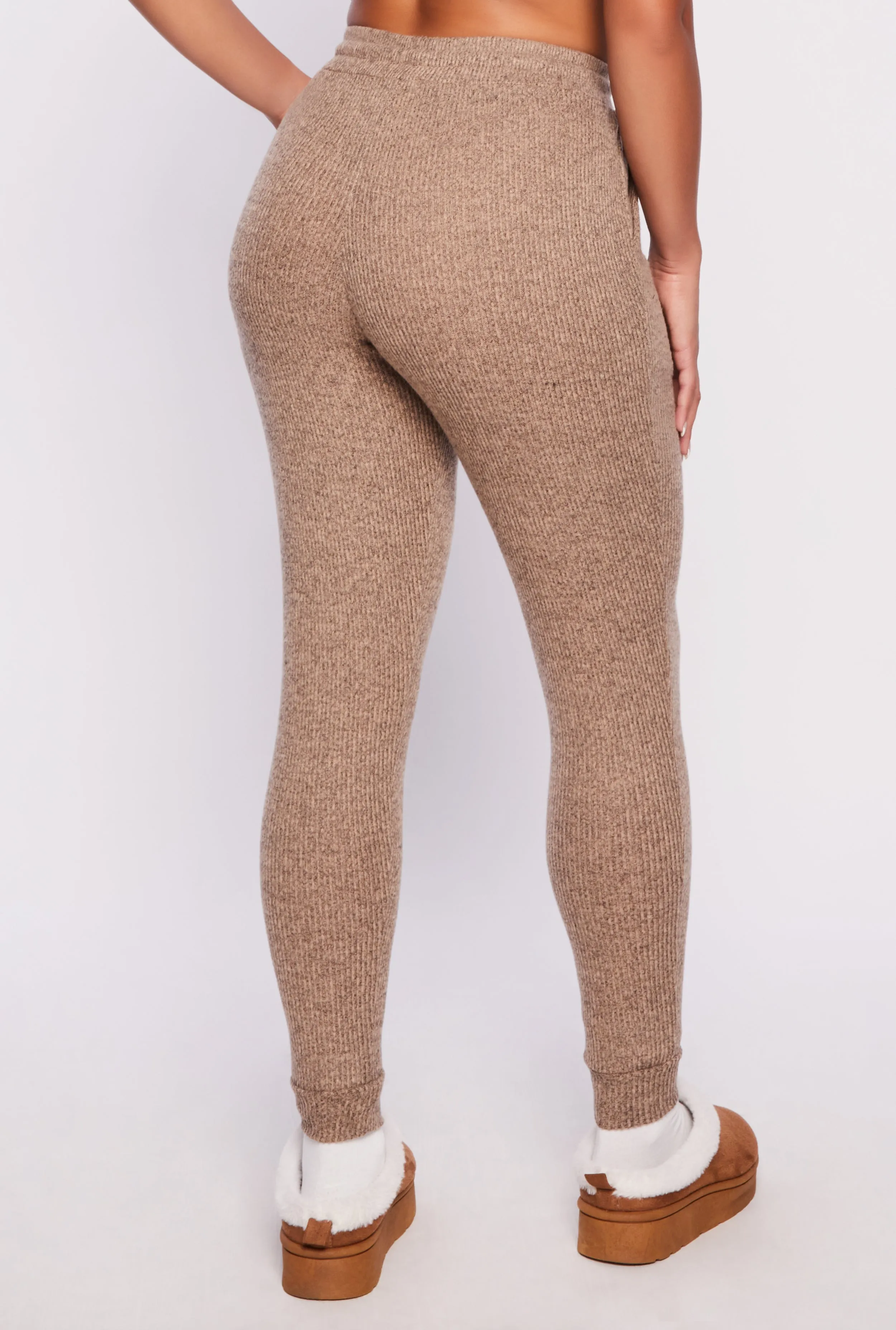 Brushed Knit Drawstring High Waisted Joggers sold by Rainbow product image thumbnail 3