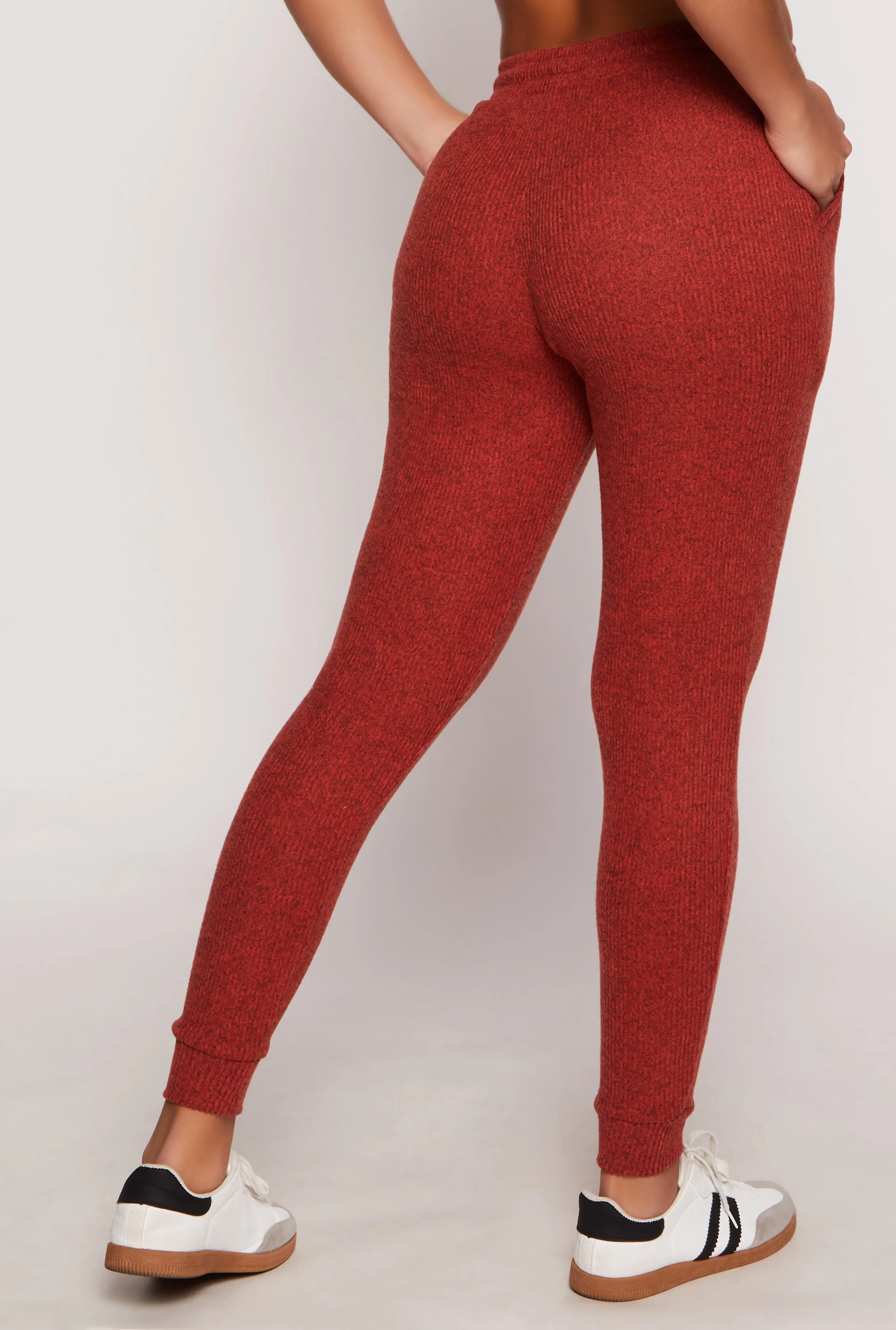 Brushed Knit Drawstring High Waisted Joggers sold by Rainbow product image thumbnail 3