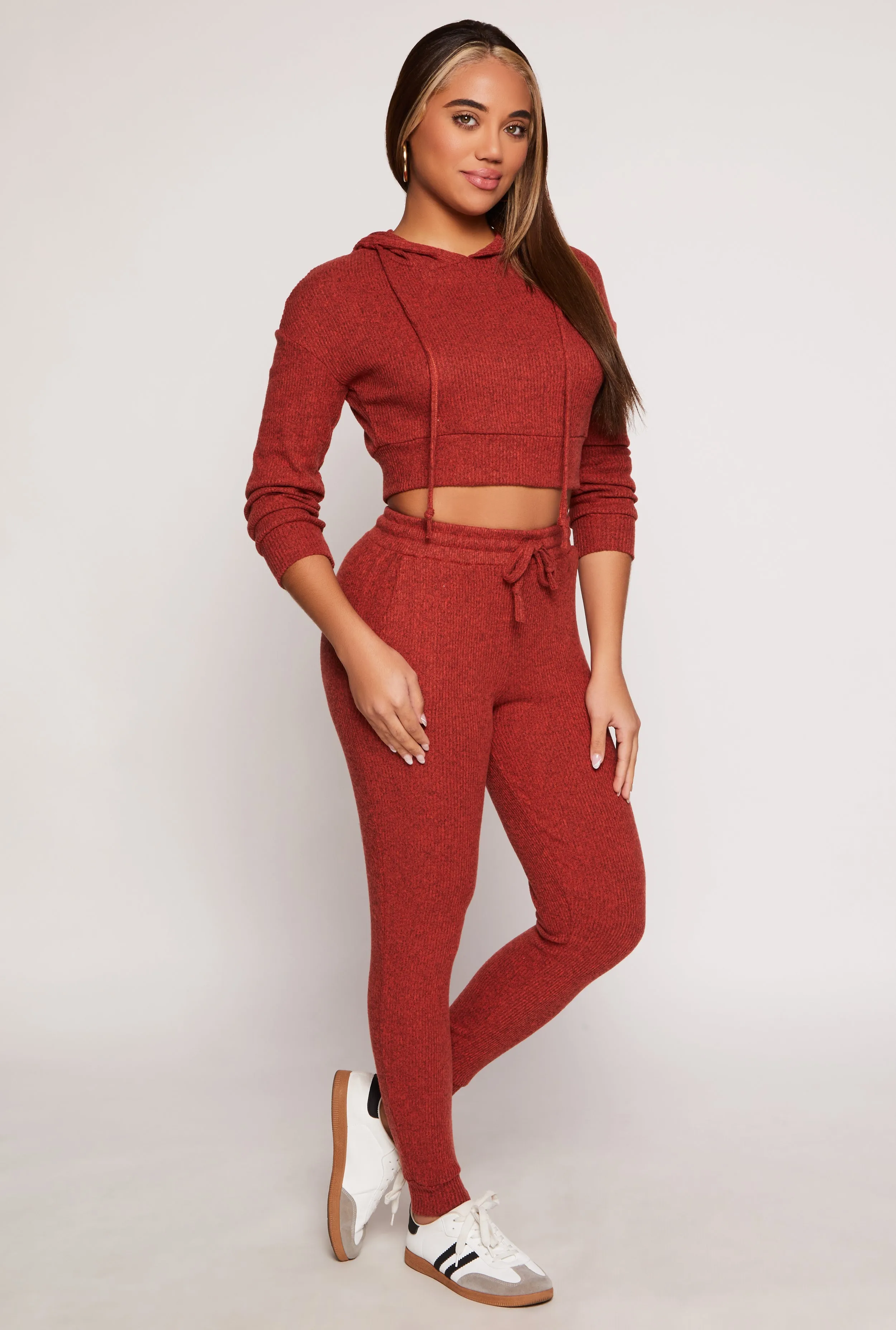 Brushed Knit Drawstring High Waisted Joggers sold by Rainbow