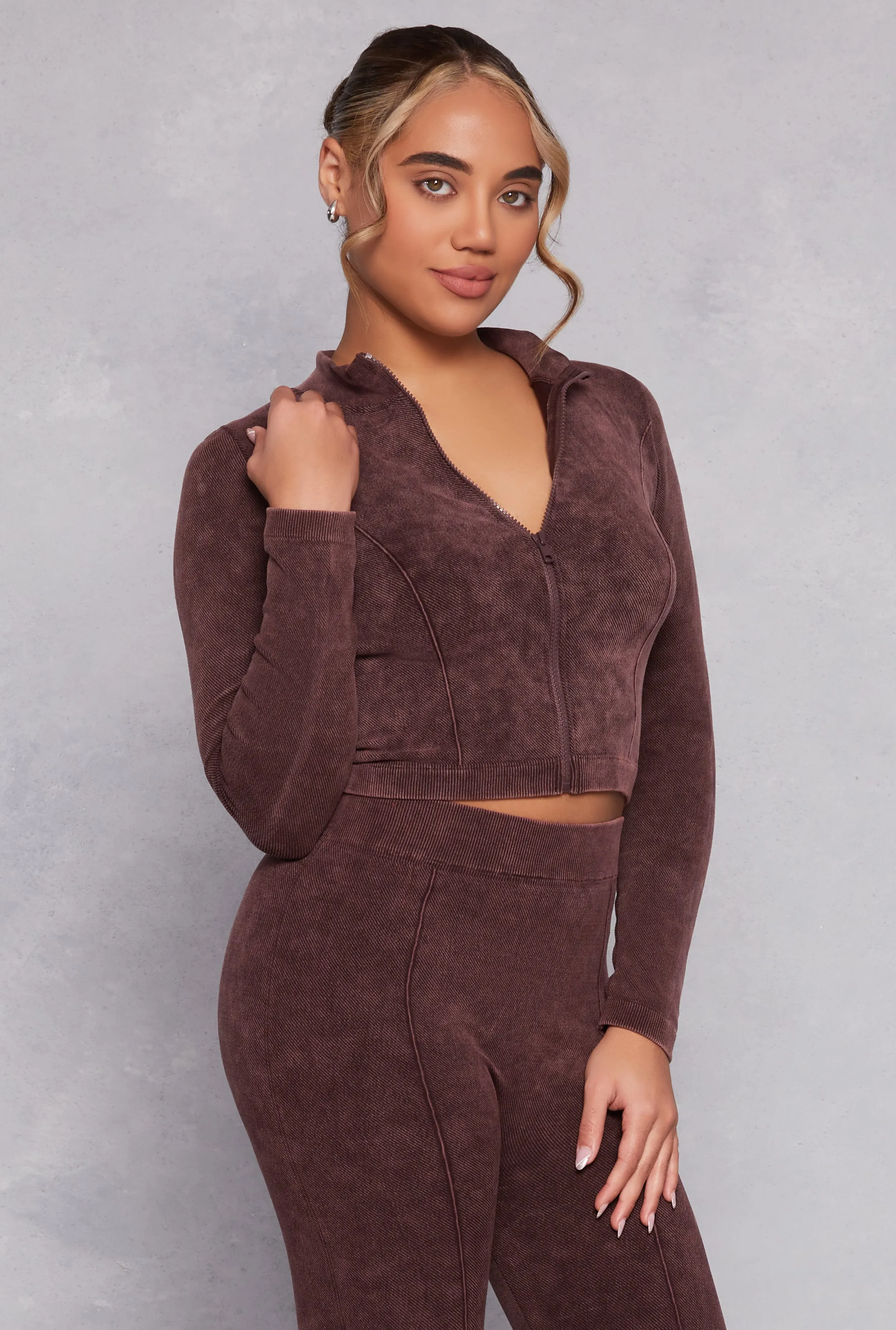 Compression Rib Seamless Zip Front Track Jacket sold by Rainbow