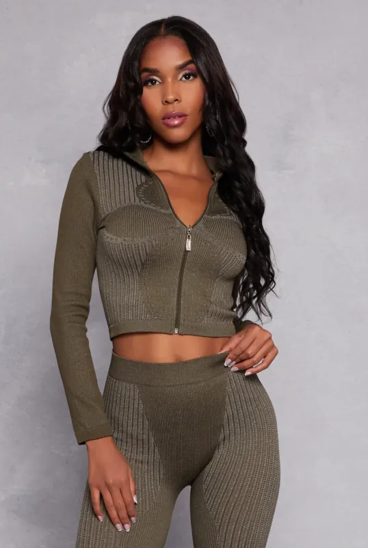 Seamless Laser Cut Detail Cropped Track Jacket sold by Rainbow