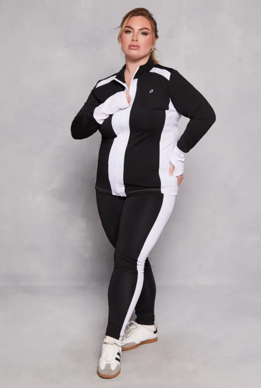 Plus Size Color Blocked Side Striped Leggings sold by Rainbow