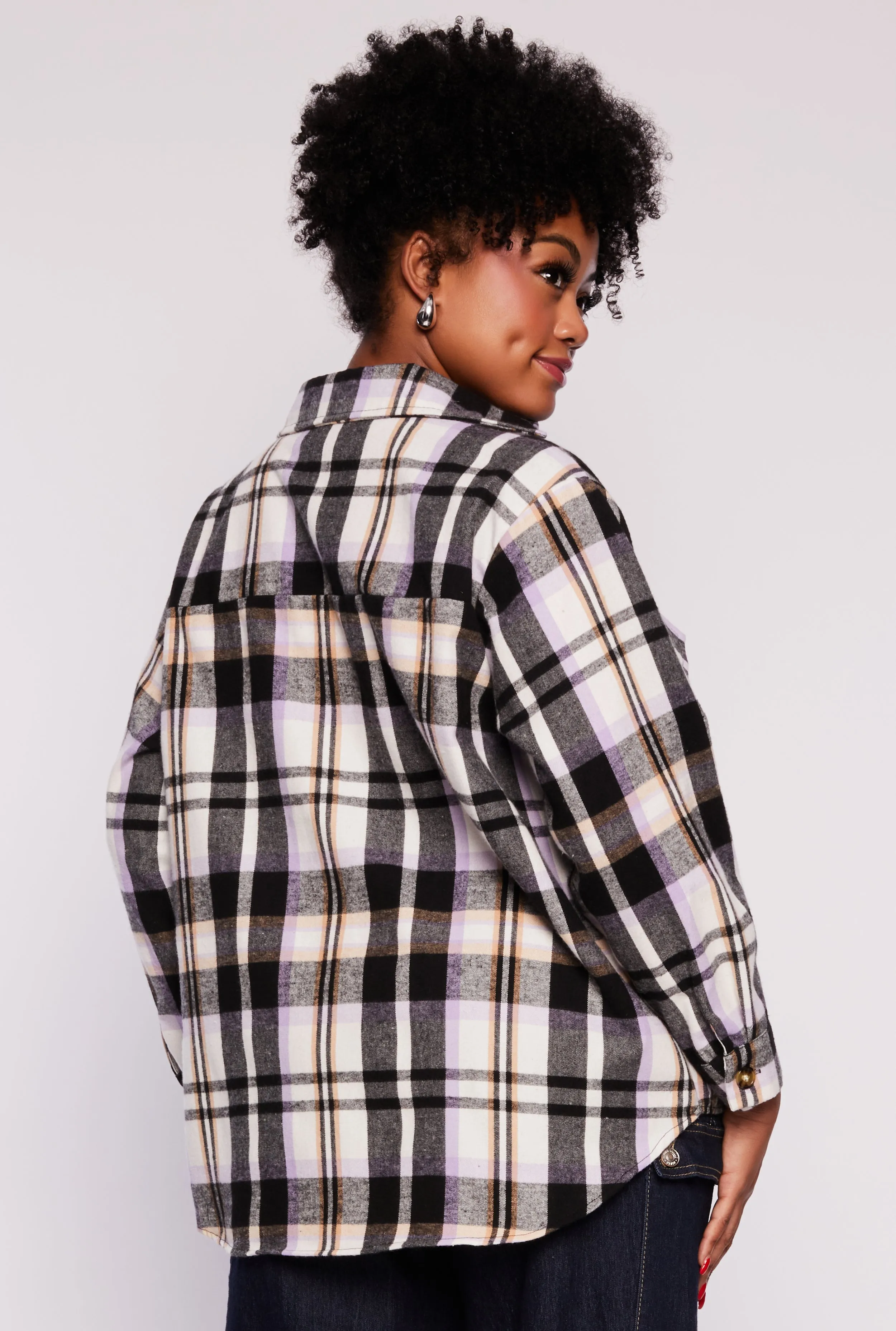 Plus Size Plaid Pattern Button Front Shirt sold by Rainbow product image thumbnail 3