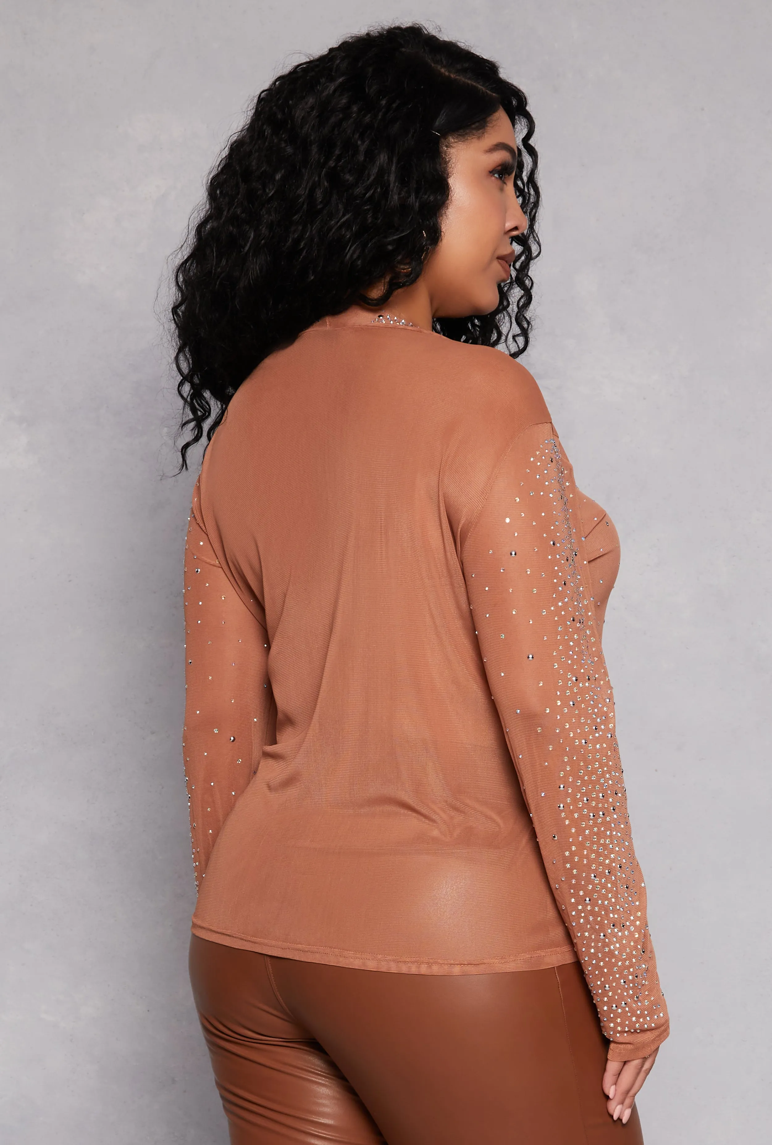 Plus Size Rhinestone Mock Neck Top sold by Rainbow product image thumbnail 3