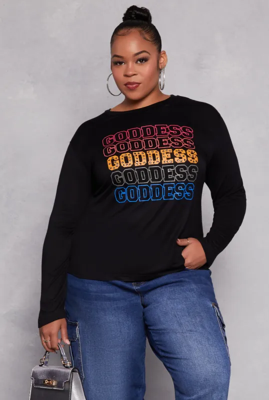 Plus Size Goddess Long Sleeve Top sold by Rainbow