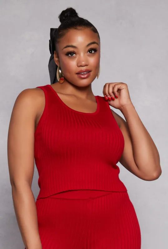 Plus Size Daisy Ribbed Knit Tank Top sold by Rainbow