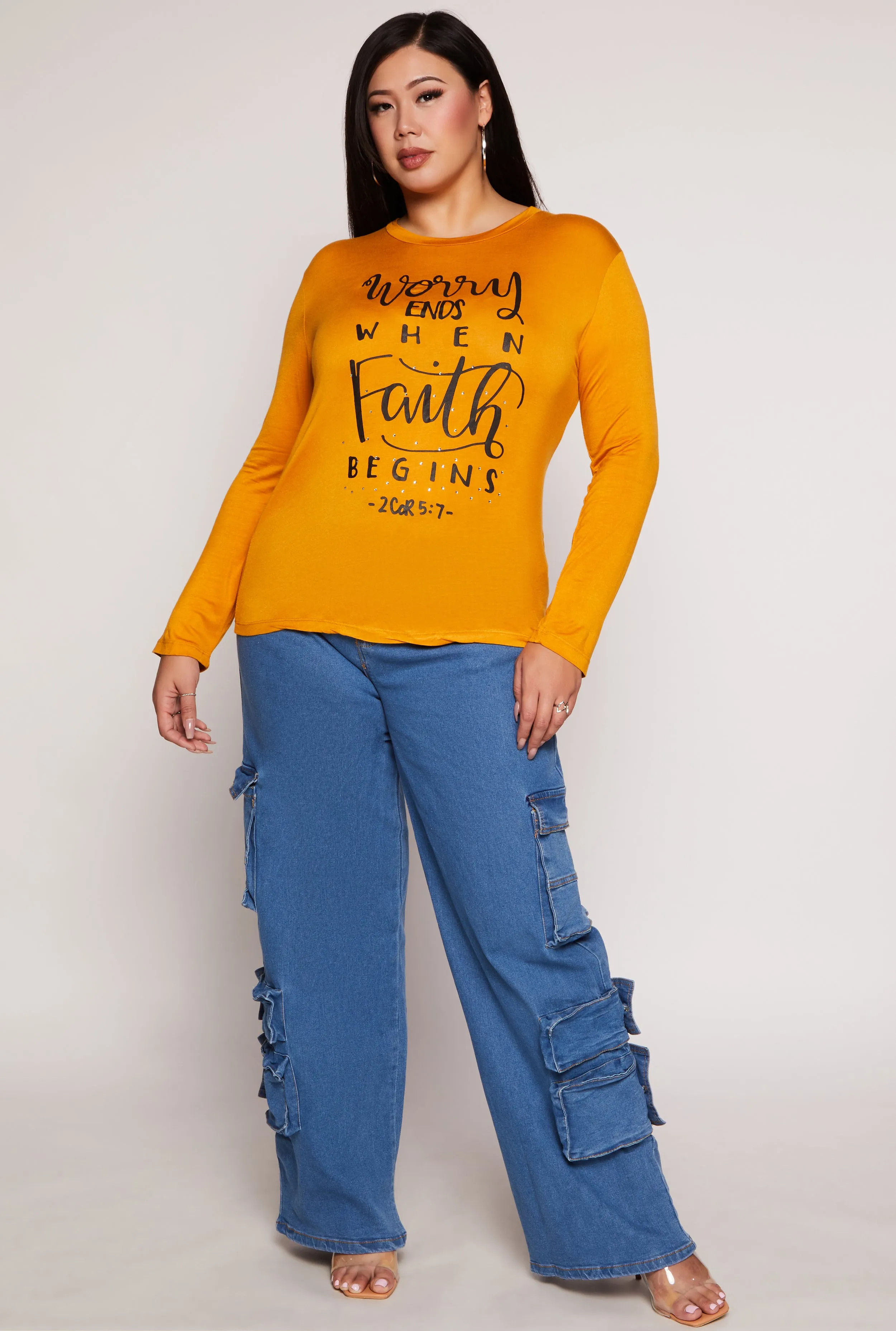Plus Size Worry Ends When Faith Begins Tee sold by Rainbow product image thumbnail 2