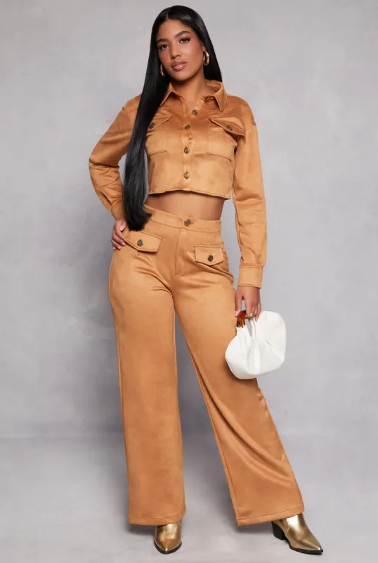 Faux Suede Wide Leg Pants sold by Rainbow
