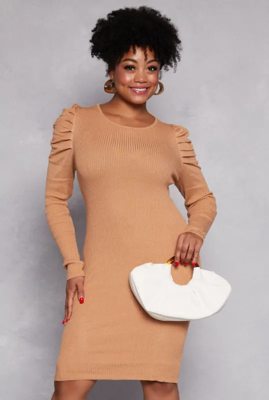 Plus Size Puff Sleeve Sweater Dress sold by Rainbow
