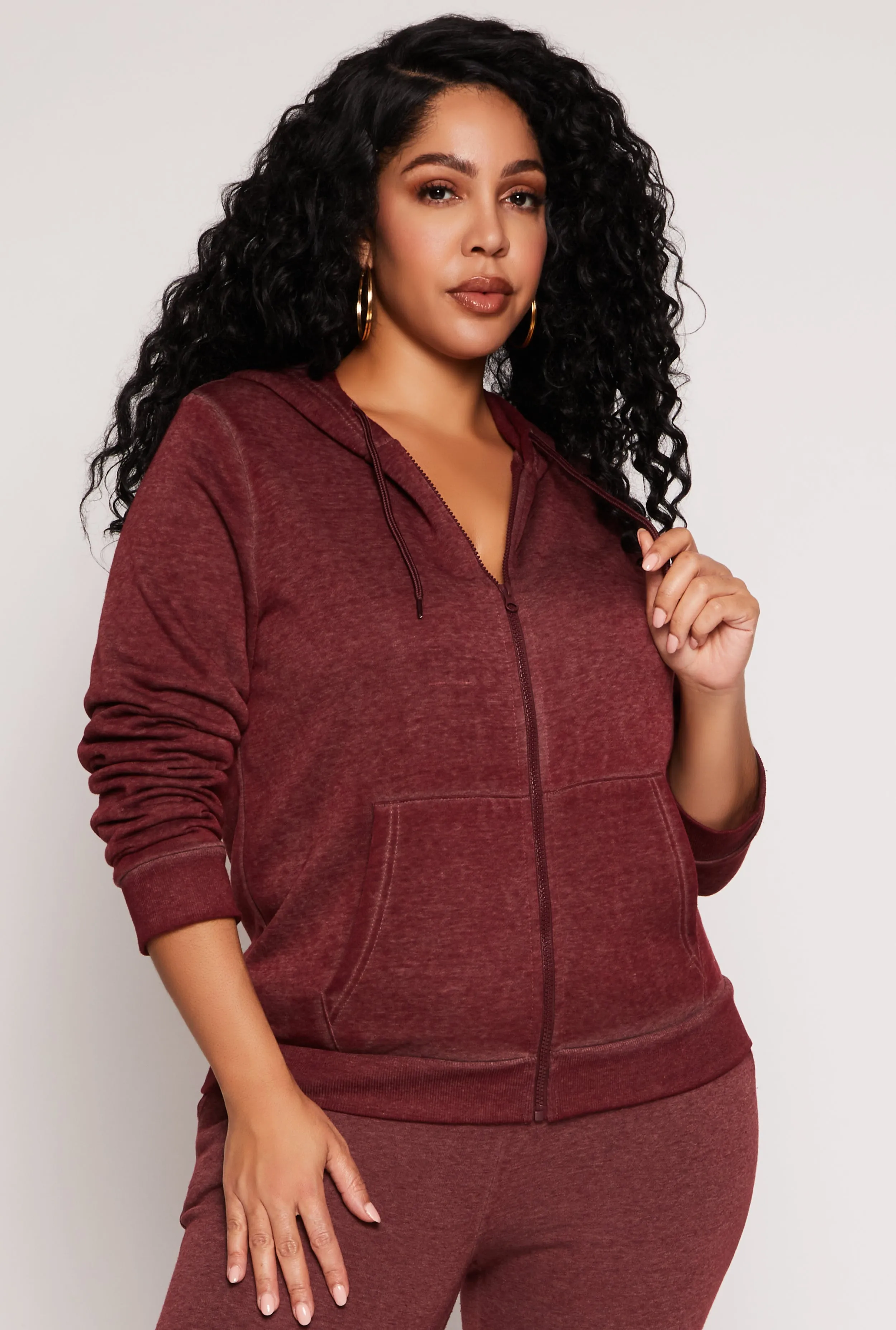 Plus Size Fleece Zip Front Hoodie sold by Rainbow