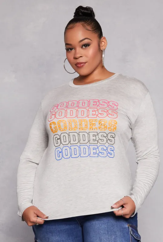 Plus Size Goddess Long Sleeve Top sold by Rainbow
