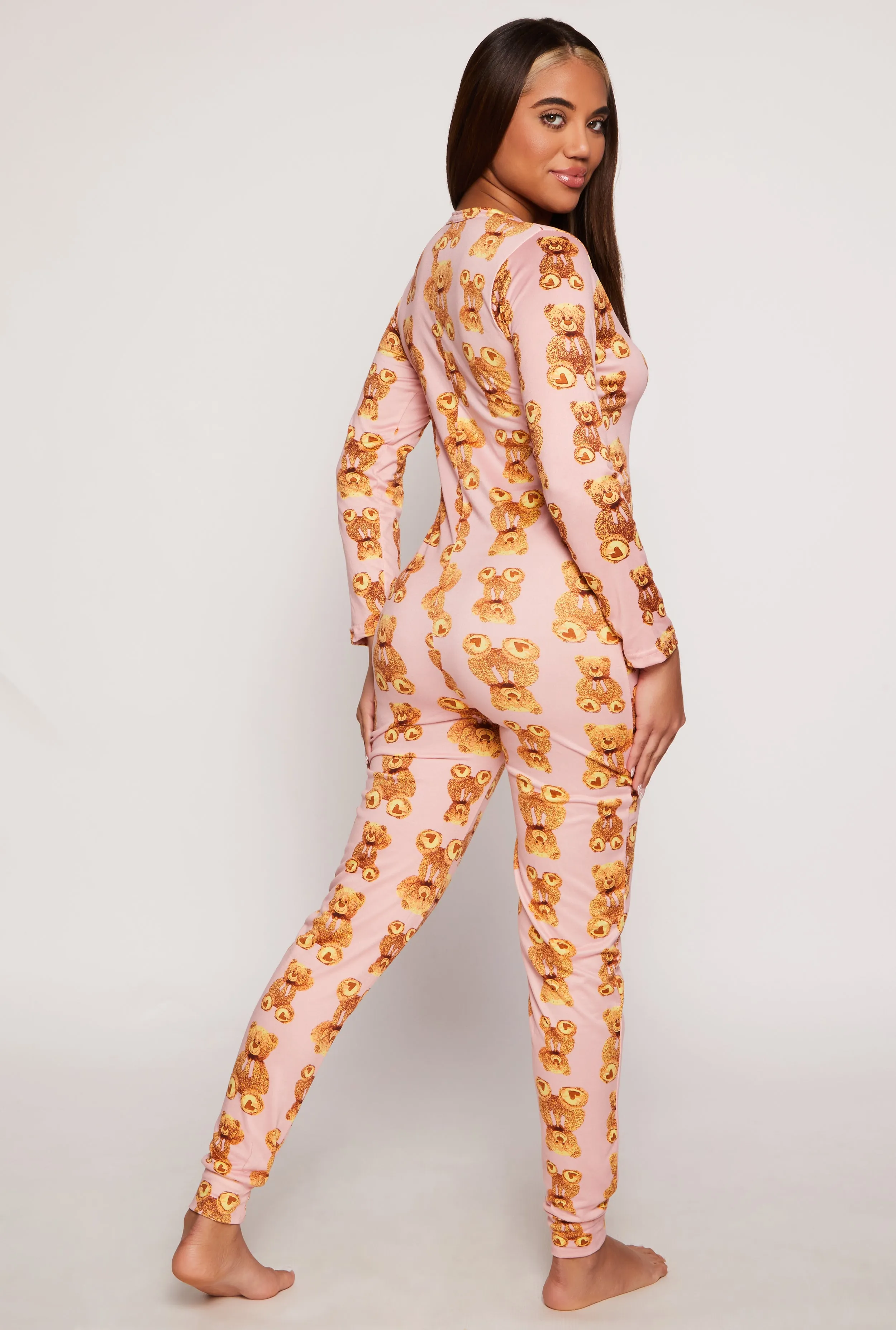 Teddy Bear Print Button Front Pajama Onesie sold by Rainbow product image thumbnail 2