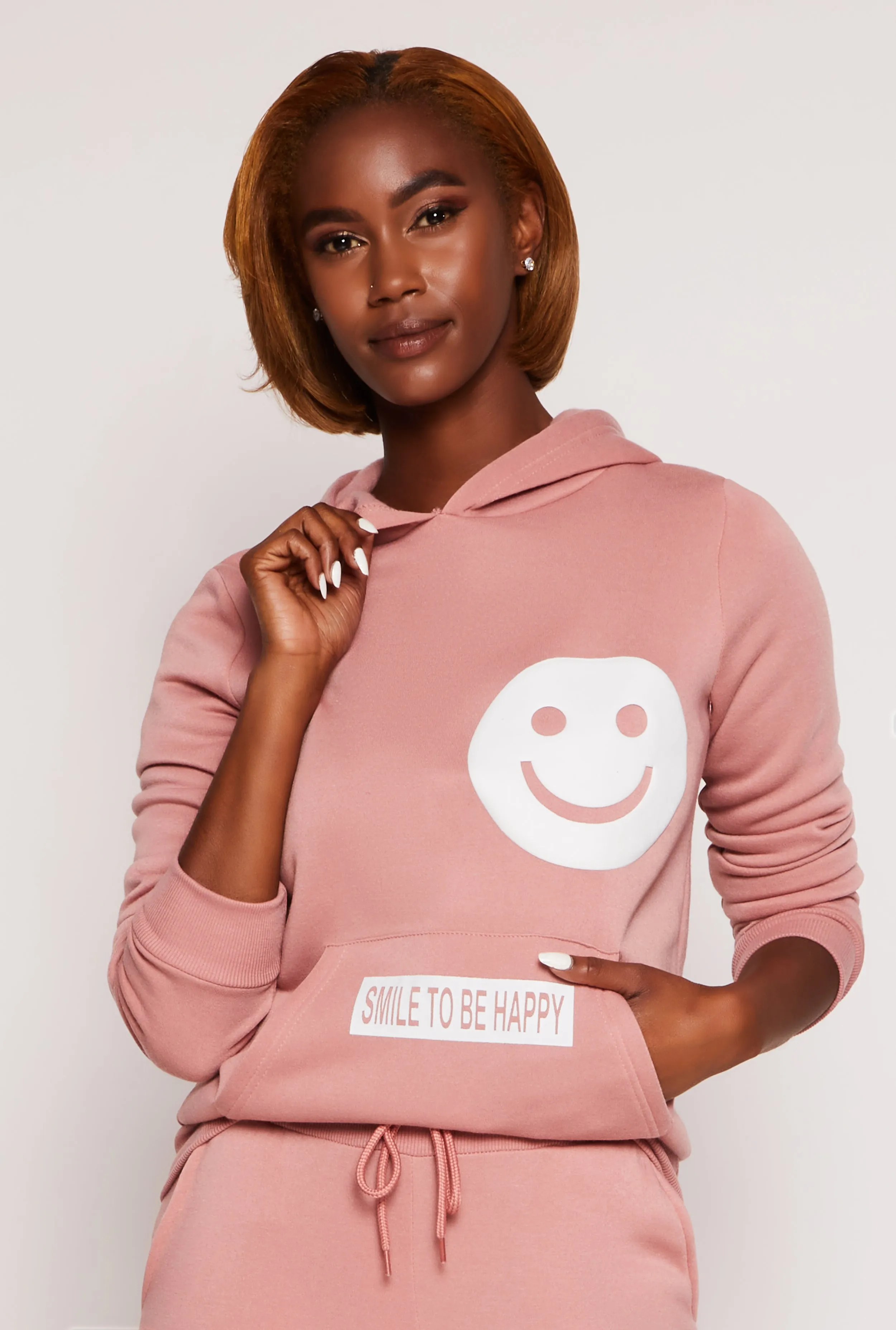 Fleece Smile To Be Happy Pullover Hoodie sold by Rainbow