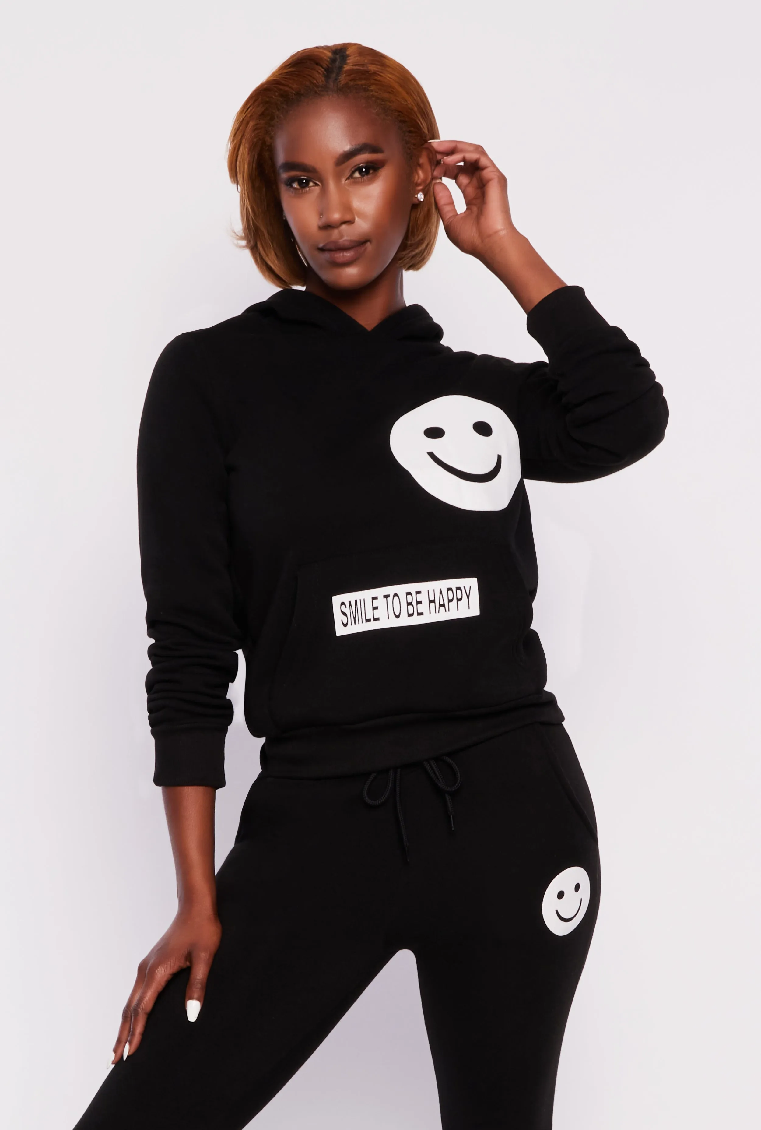 Fleece Smile To Be Happy Pullover Hoodie sold by Rainbow