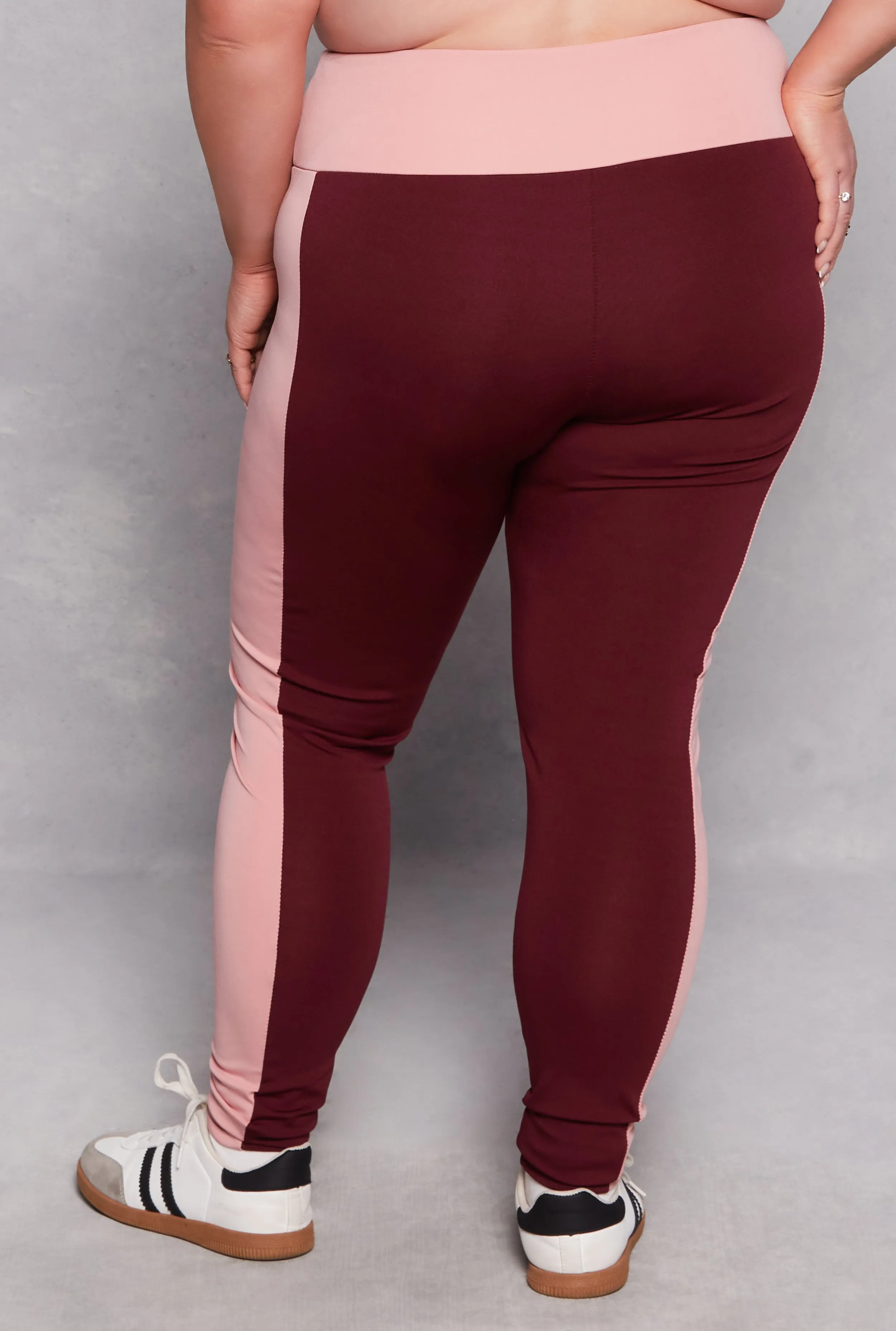 Plus Size Color Blocked Side Striped Leggings sold by Rainbow product image thumbnail 3