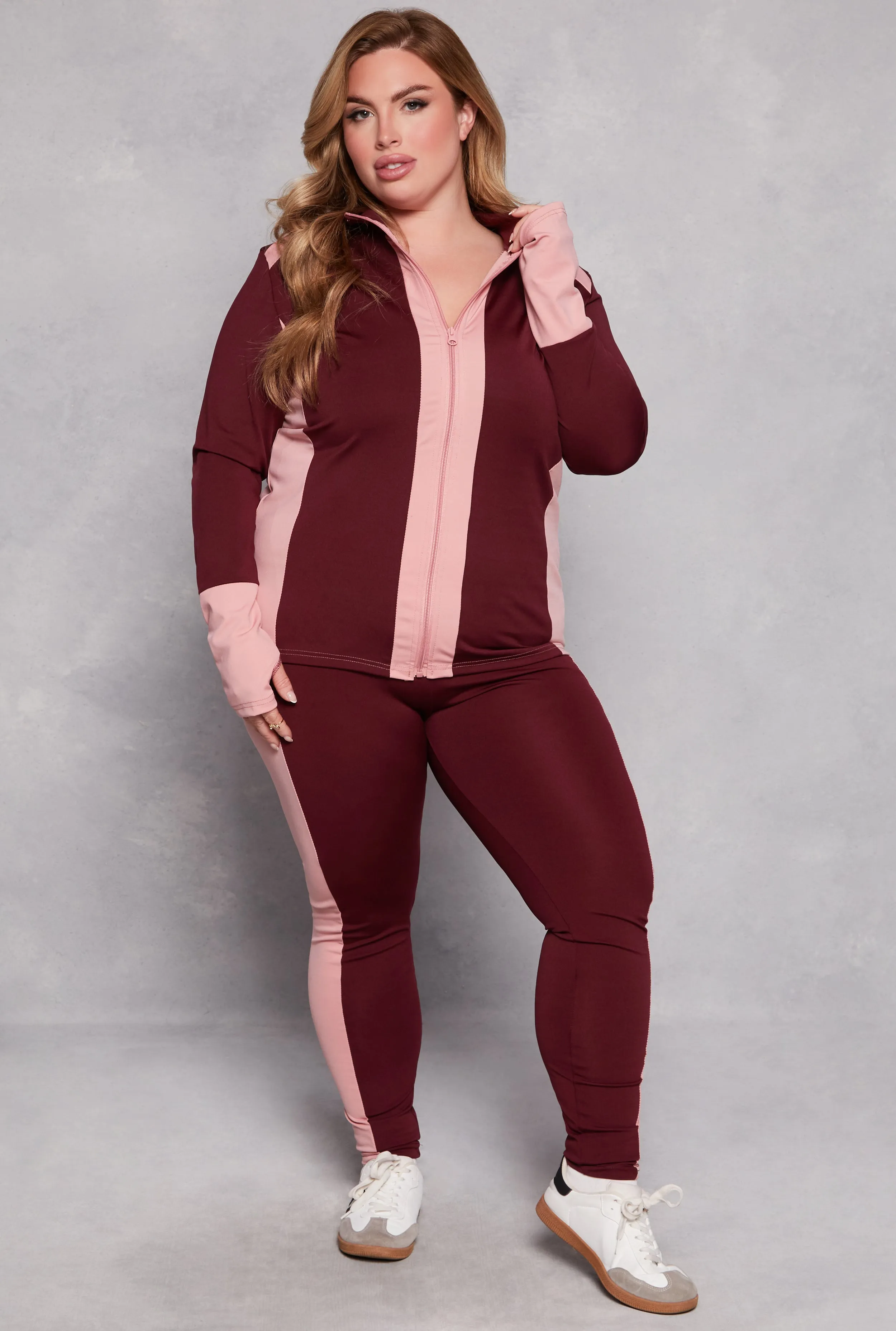 Plus Size Color Blocked Side Striped Leggings sold by Rainbow