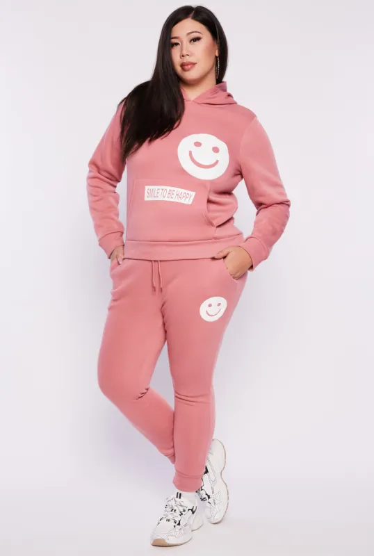 Plus Size Smile Face Graphic Joggers sold by Rainbow