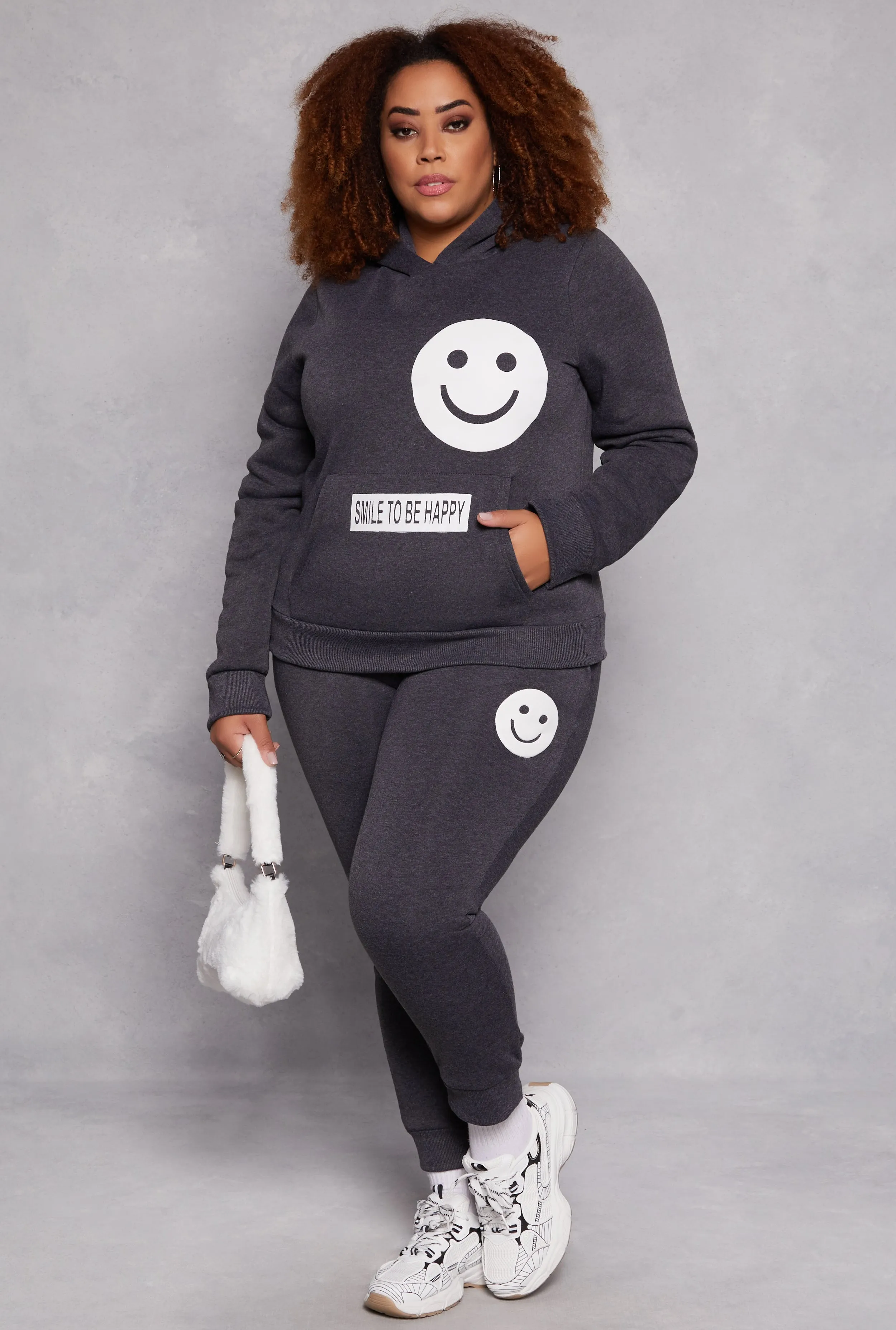 Plus Size Smile Face Graphic Joggers sold by Rainbow