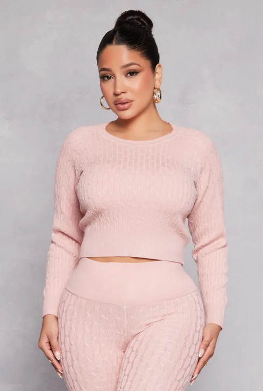 Daisy Cable Knit Cropped Sweater sold by Rainbow