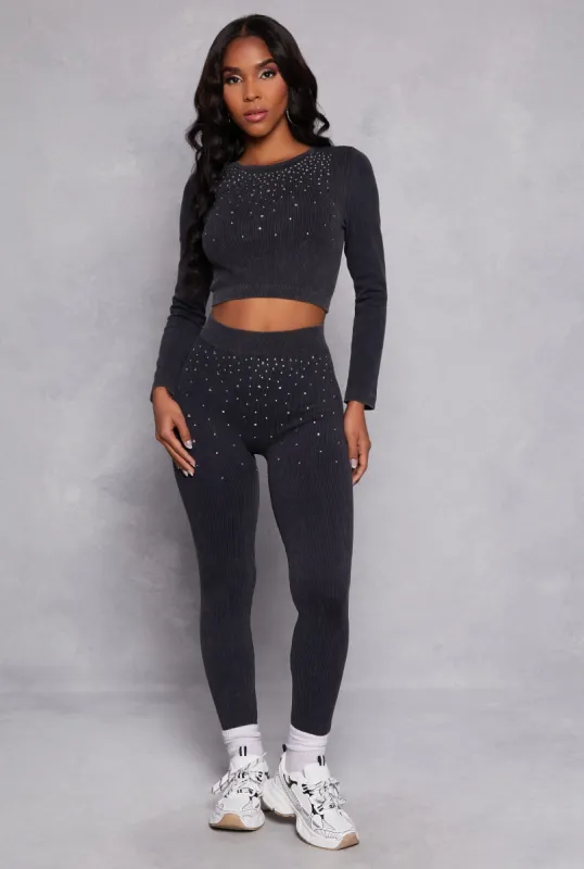 Seamless Rhinestone High Waisted Leggings sold by Rainbow