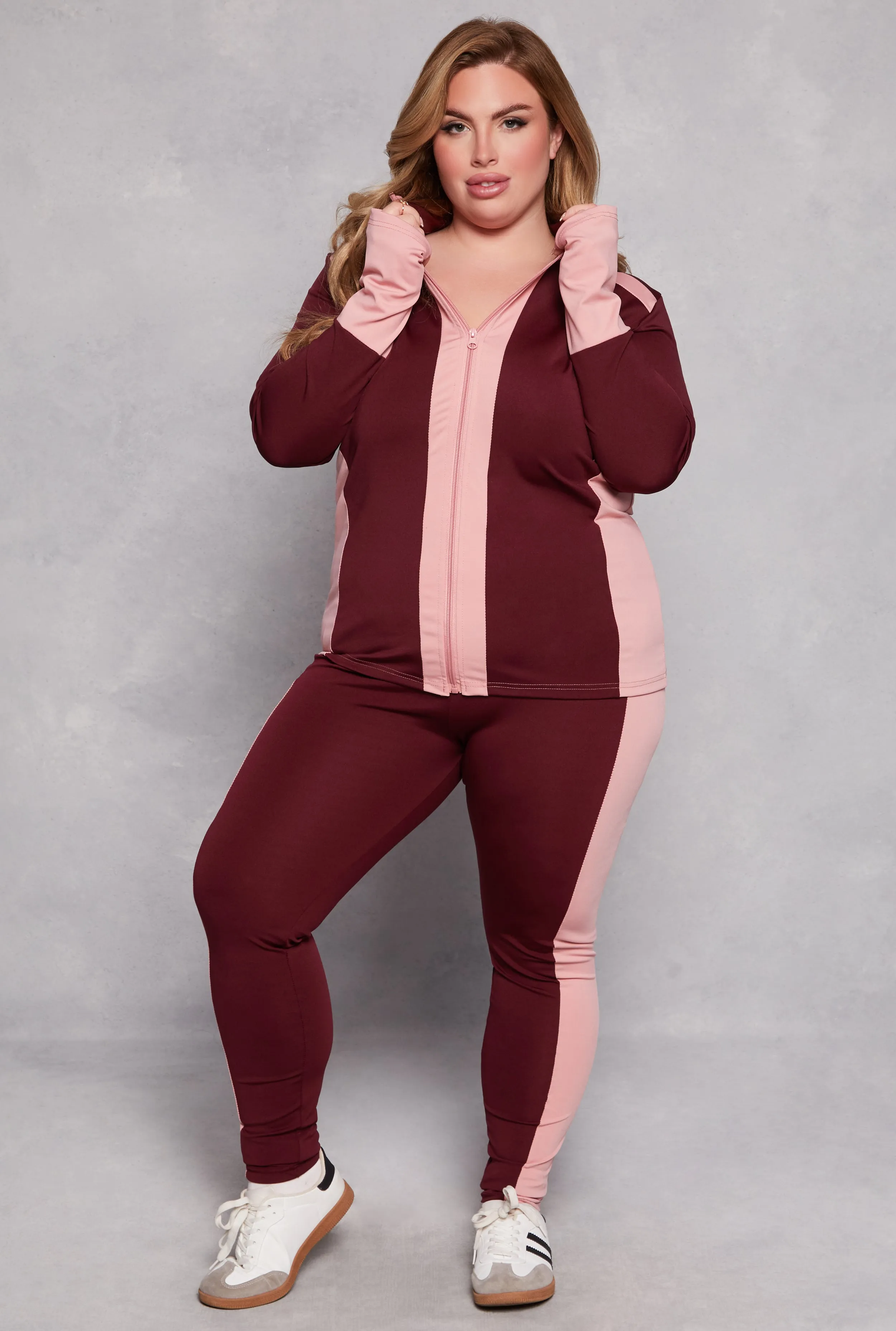 Plus Size Color Blocked Mock Neck Track Jacket sold by Rainbow product image thumbnail 2