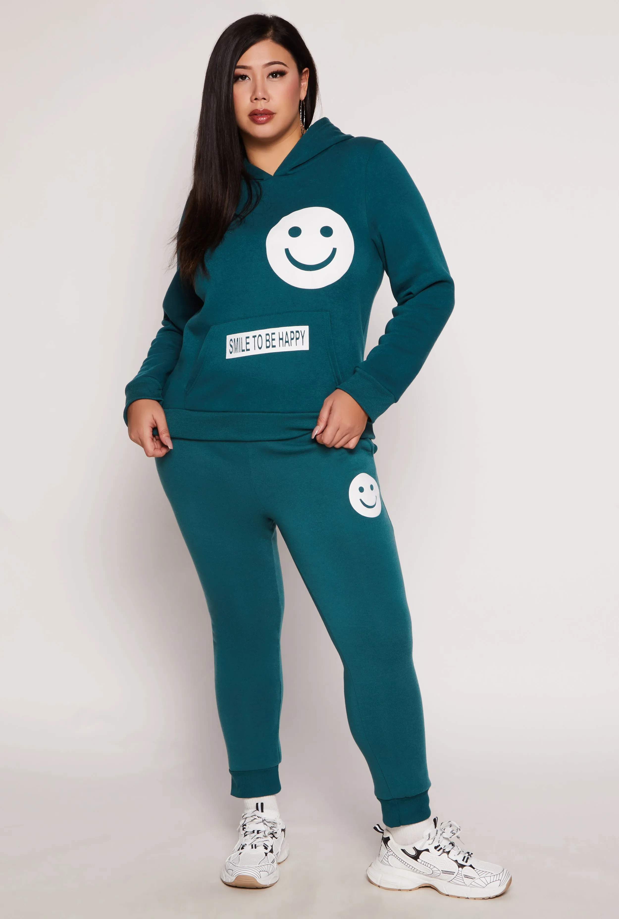 Plus Size Smile Face Graphic Joggers sold by Rainbow