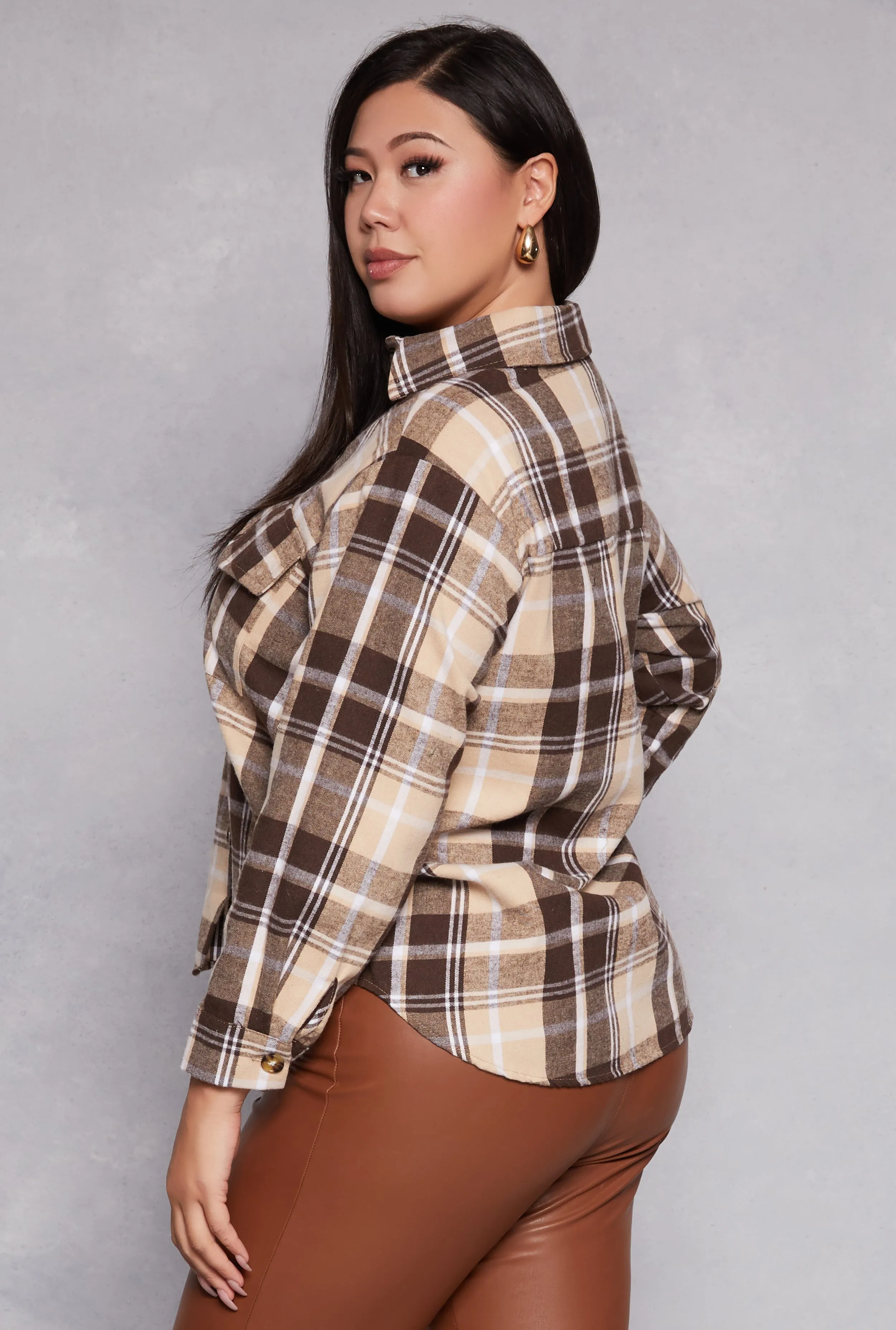 Plus Size Plaid Pattern Button Front Shirt sold by Rainbow product image thumbnail 3