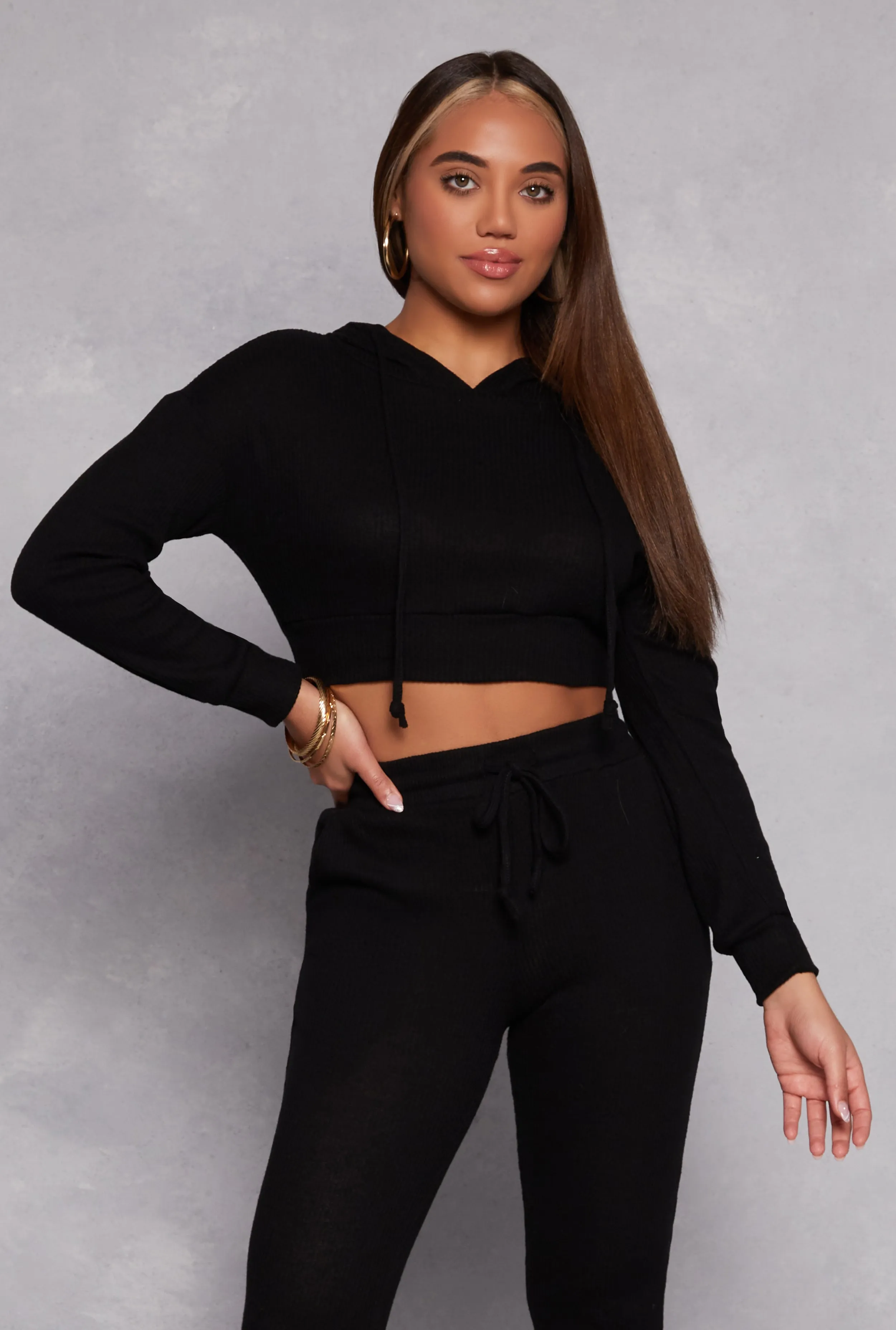 Daisy Drawstring Hooded Crop Top sold by Rainbow