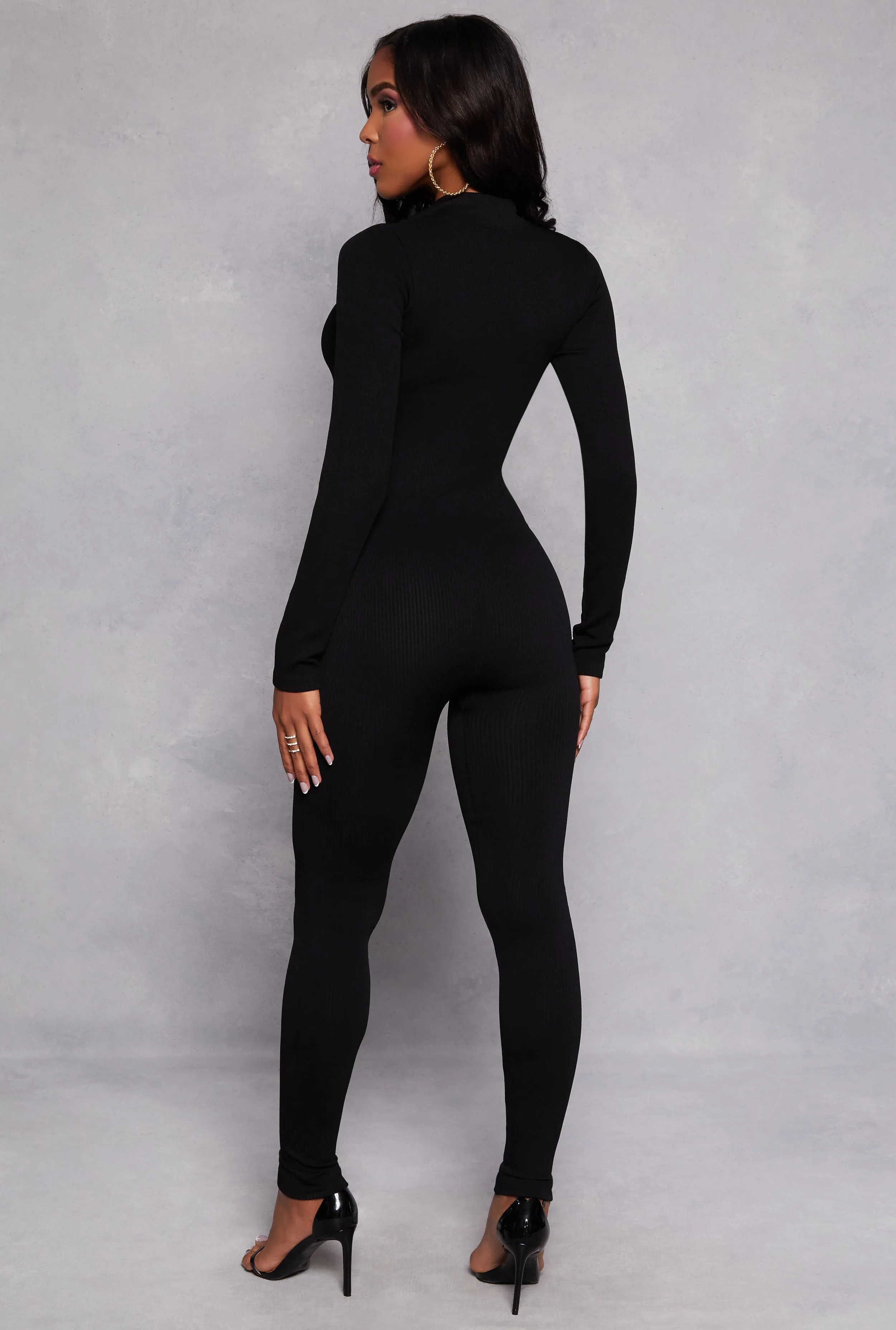 Ribbed Knit Half Zip Long Sleeve Catsuit sold by Rainbow product image thumbnail 3