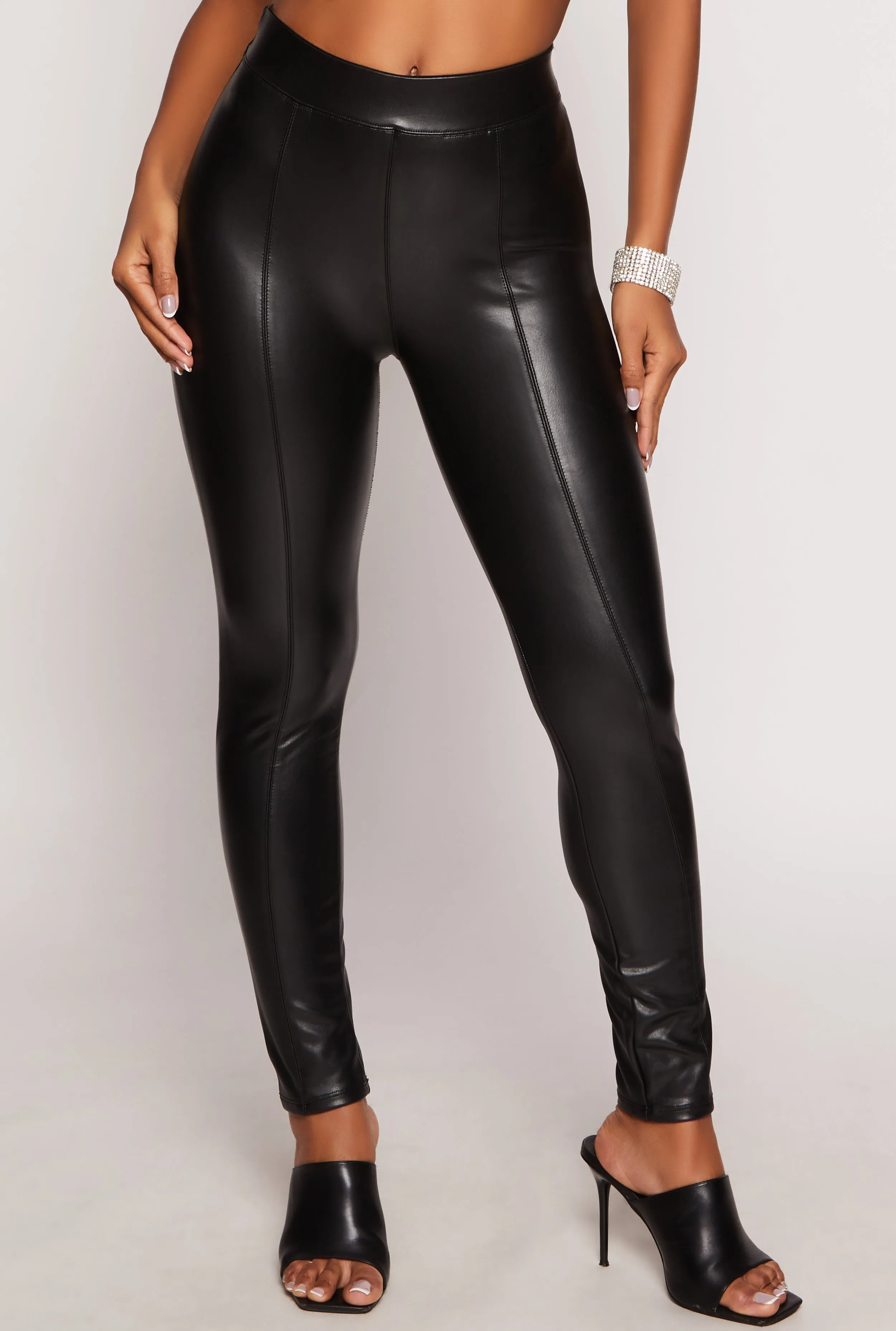 Ambiance Faux Leather Pintuck Leggings sold by Rainbow product image thumbnail 2