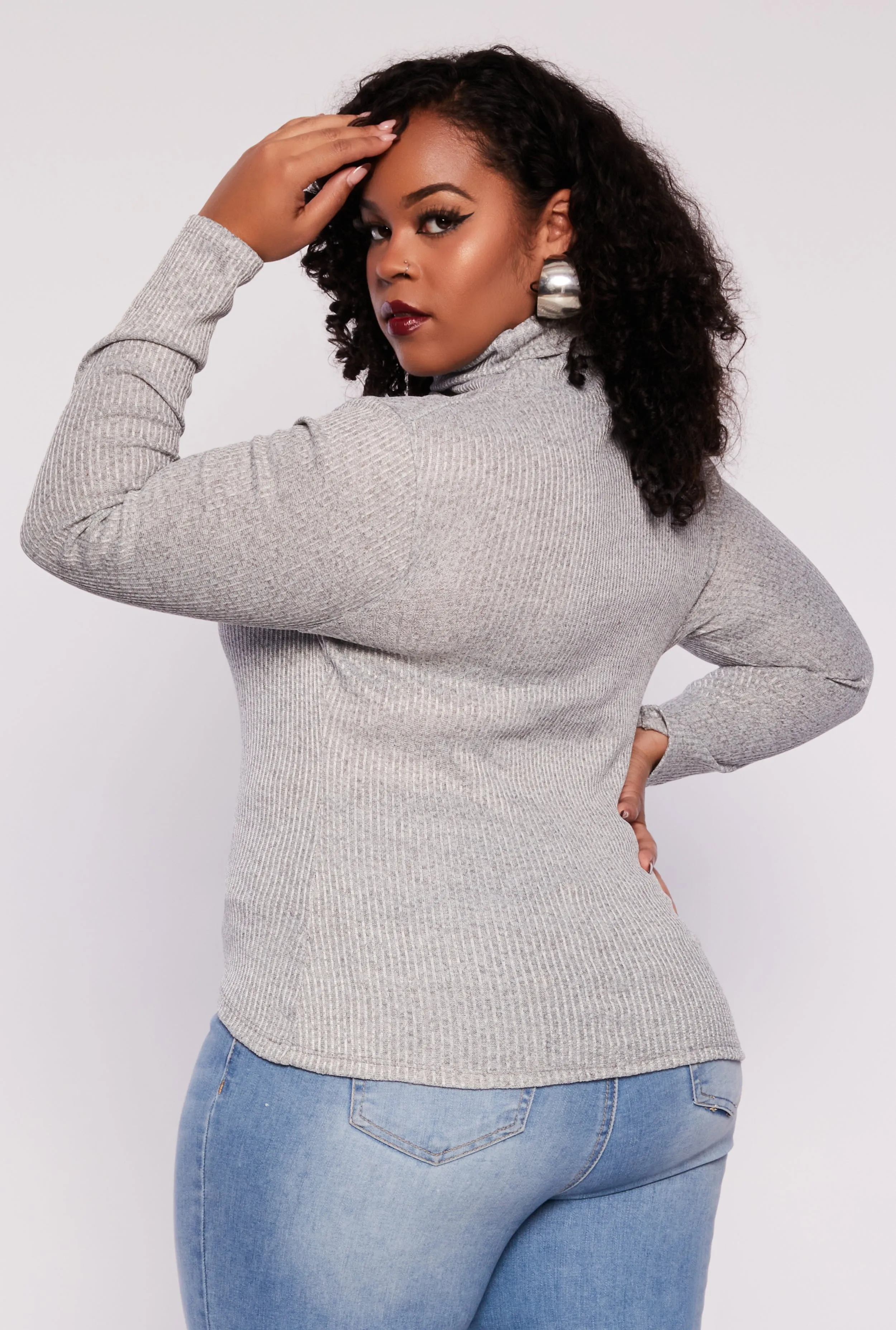 Plus Size Rib Knit Turtleneck Top sold by Rainbow product image thumbnail 3