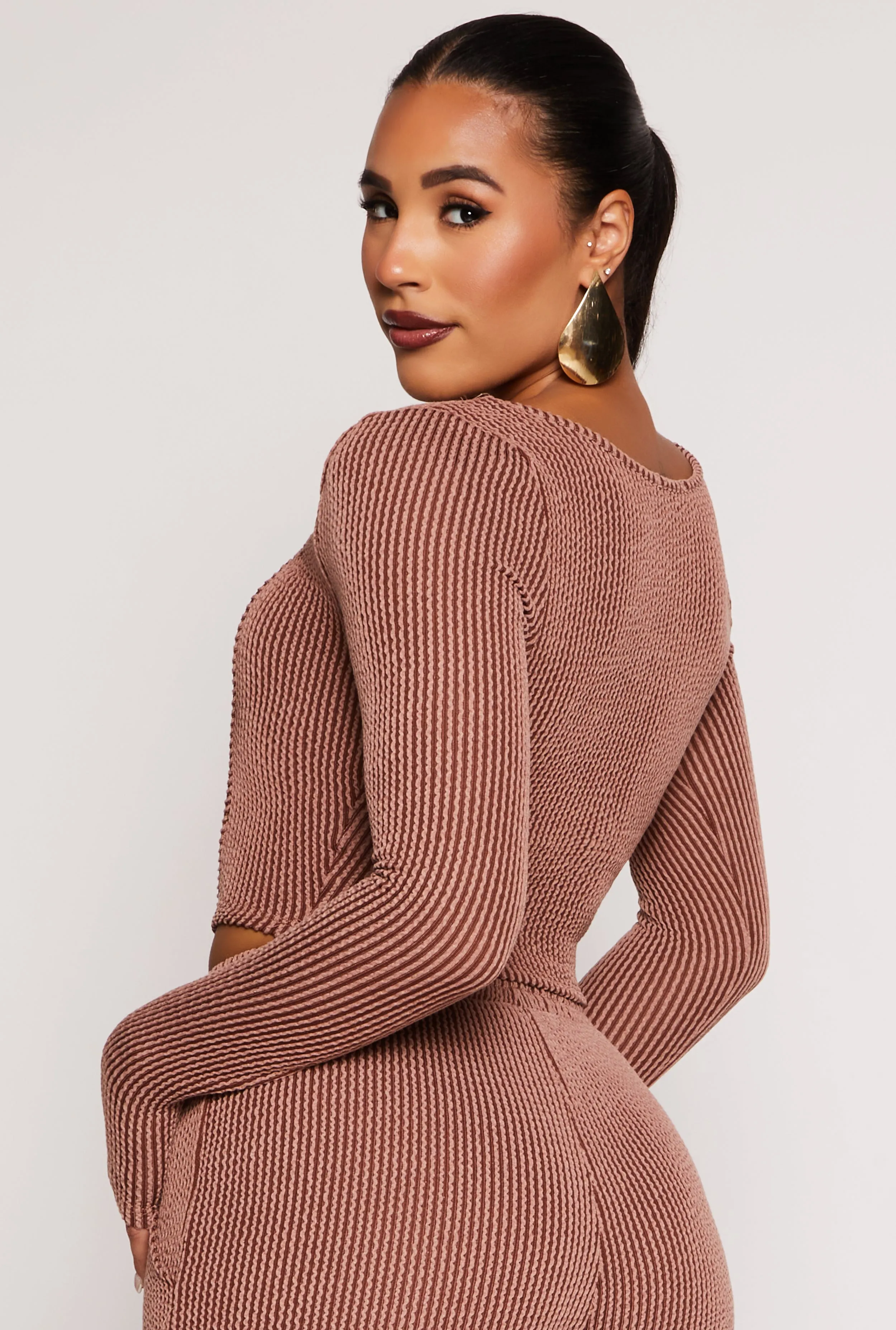 Shadow Striped Long Sleeve Corset Crop Top sold by Rainbow product image thumbnail 3