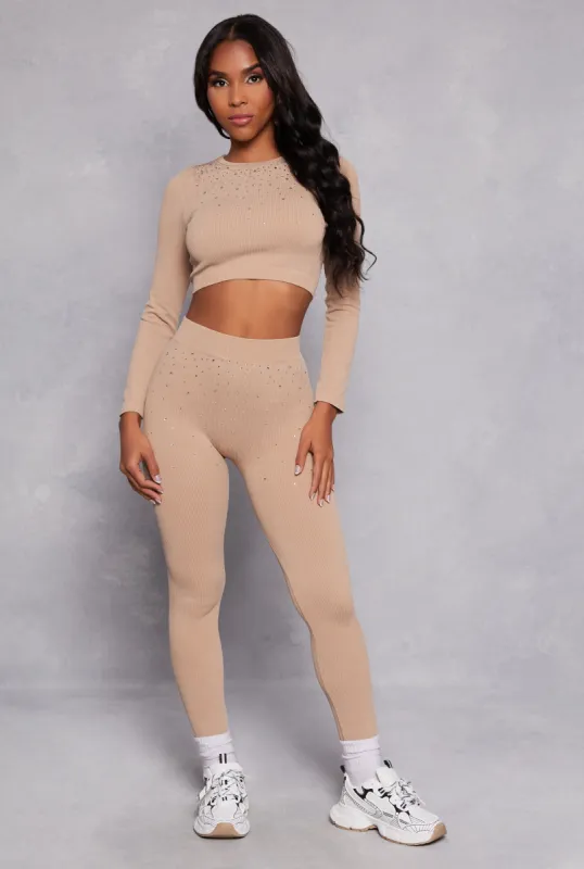 Seamless Rhinestone High Waisted Leggings sold by Rainbow