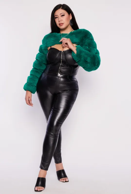 Plus Size Metallic Faux Leather Pull On Pants sold by Rainbow