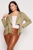 Plus Size Faux Suede Fringe Hem Moto Jacket sold by Rainbow