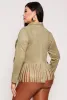 Plus Size Faux Suede Fringe Hem Moto Jacket sold by Rainbow
