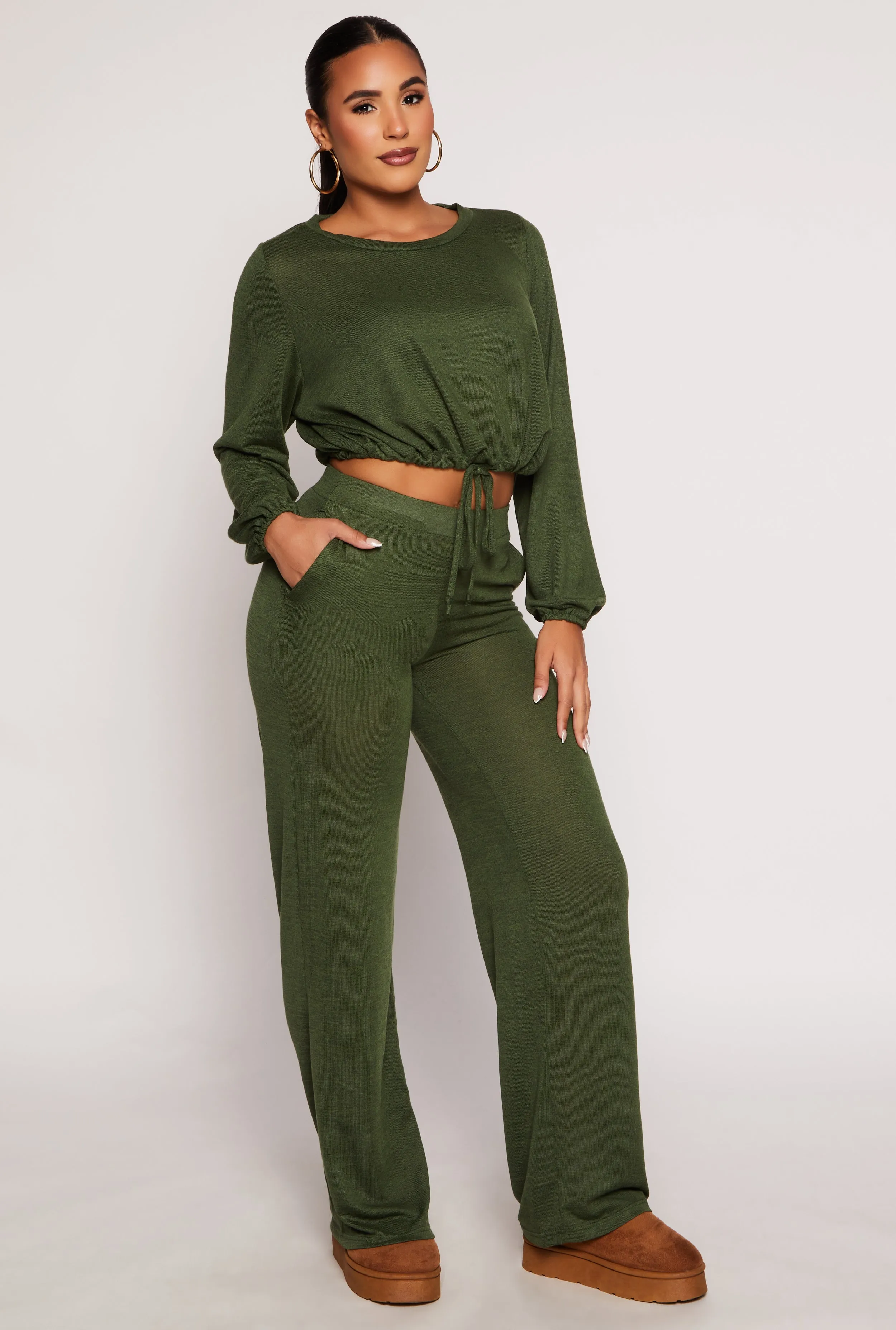 Daisy Drawstring Hem Long Sleeve Crop Top sold by Rainbow product image thumbnail 2