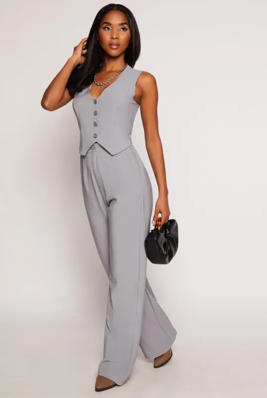 Pleated High Waisted Wide Leg Pants sold by Rainbow