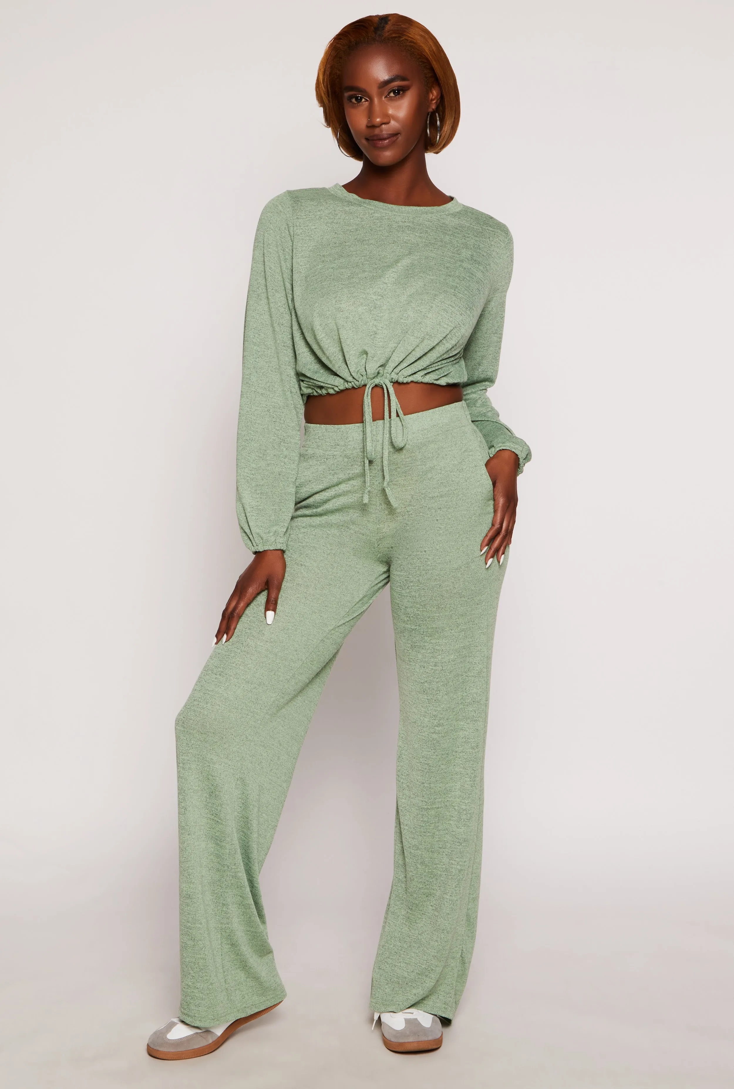 Daisy Drawstring Hem Long Sleeve Crop Top sold by Rainbow product image thumbnail 2