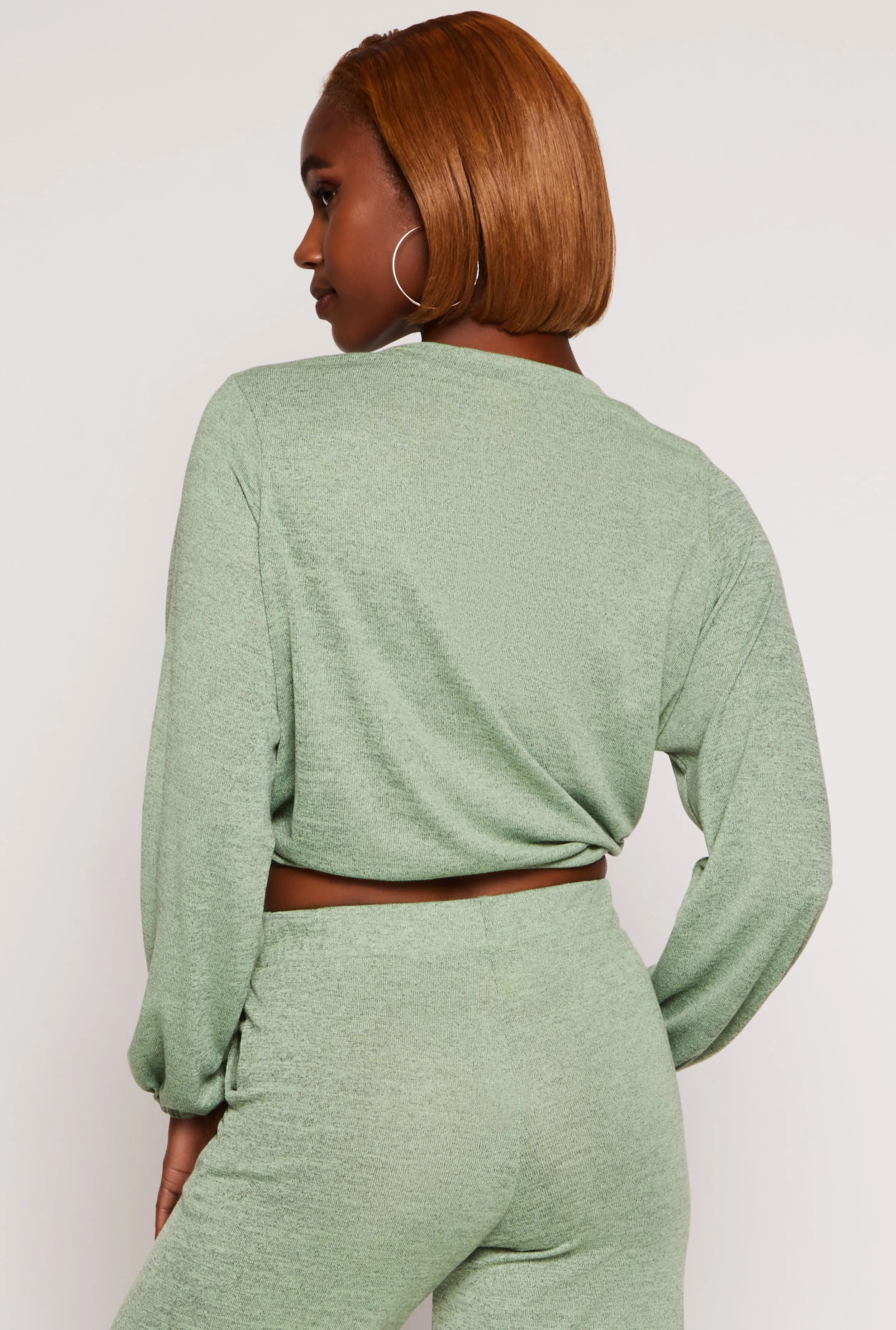 Daisy Drawstring Hem Long Sleeve Crop Top sold by Rainbow product image thumbnail 3