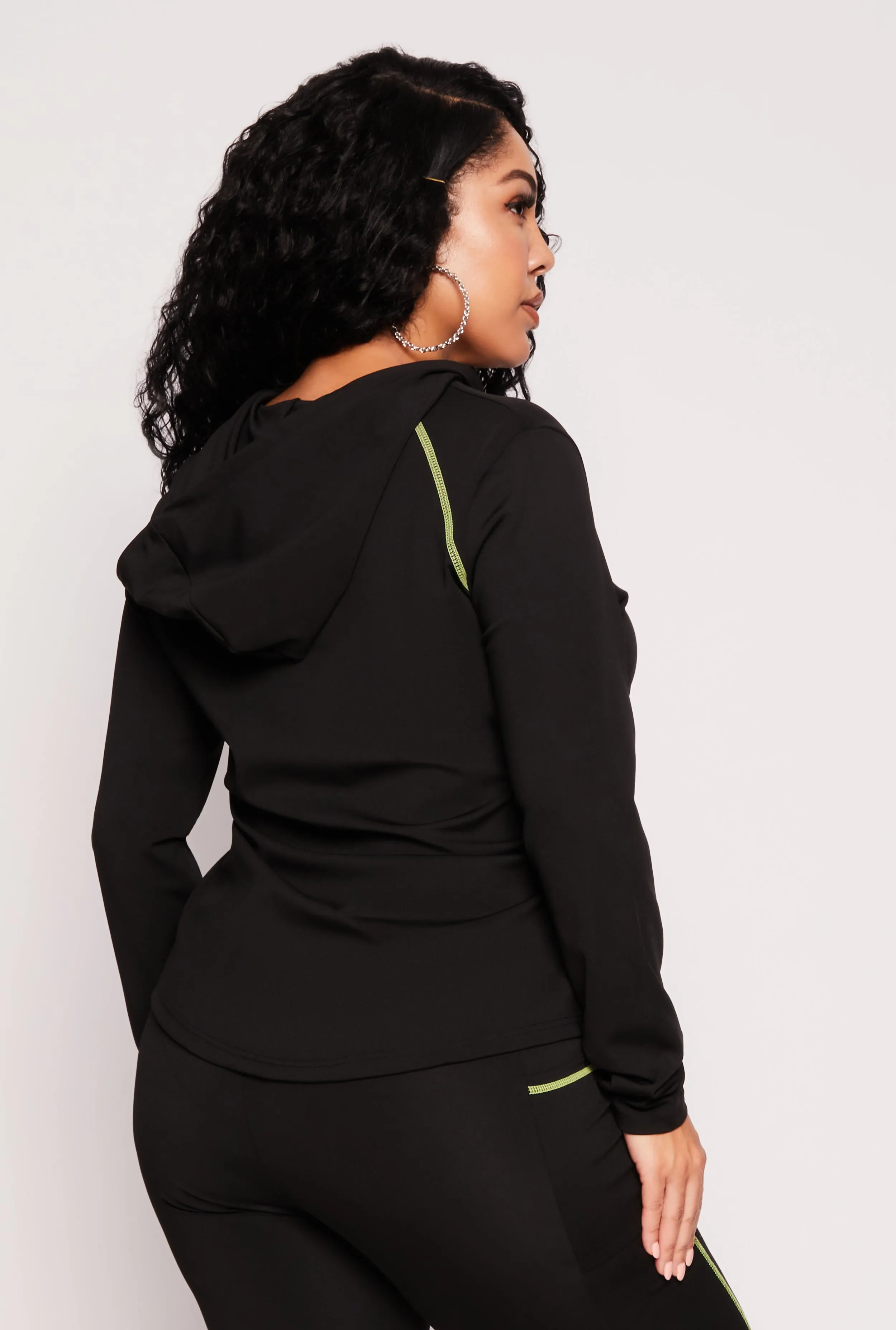 Plus Size Decorative Stitch Hooded Track Jacket sold by Rainbow product image thumbnail 3