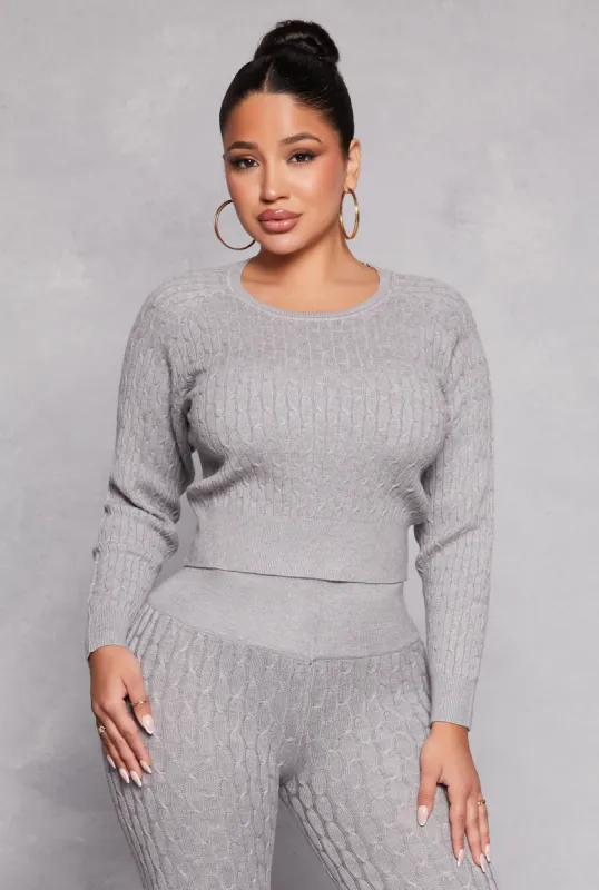 Daisy Cable Knit Cropped Sweater sold by Rainbow