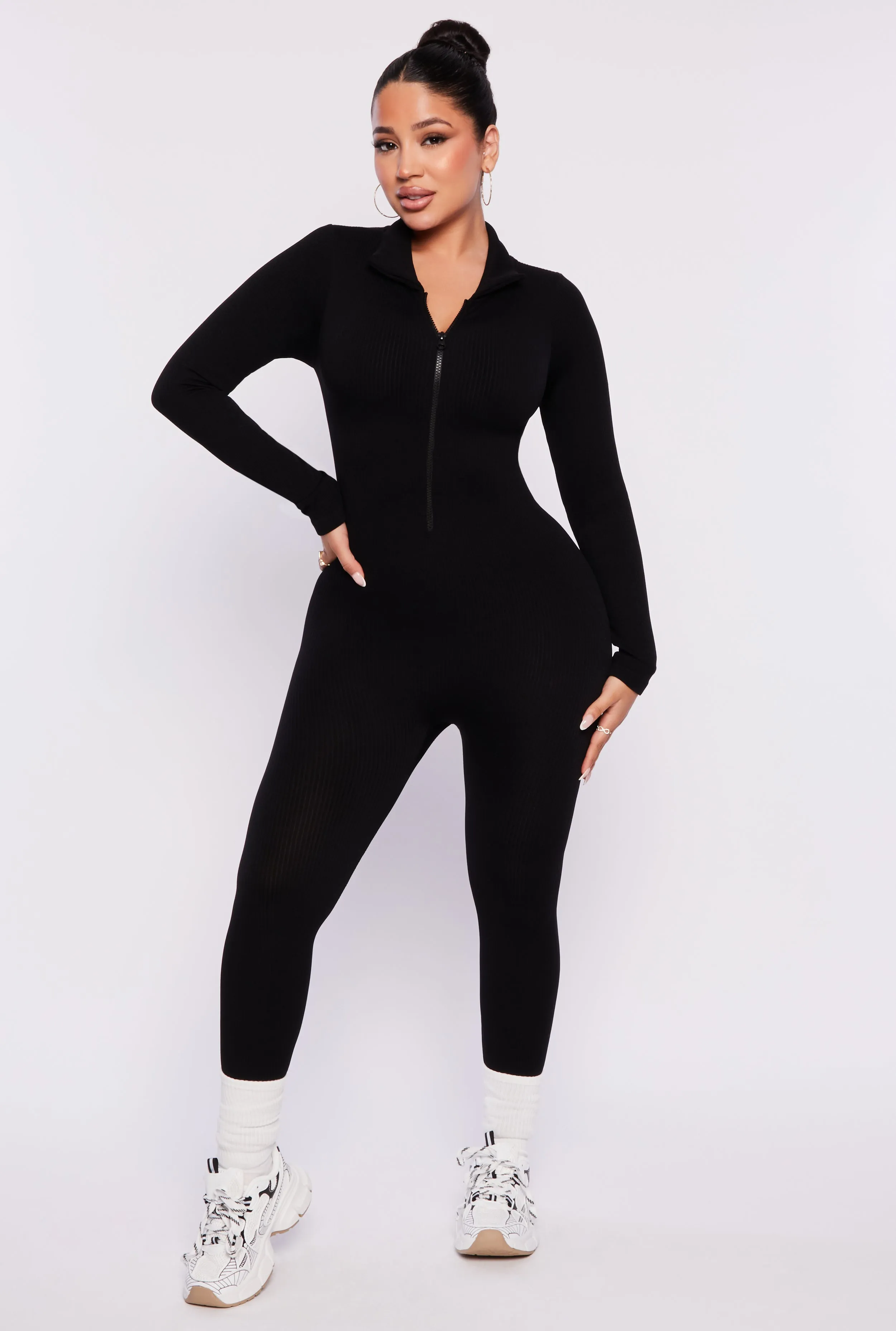 Seamless Collared Half Zip Catsuit sold by Rainbow