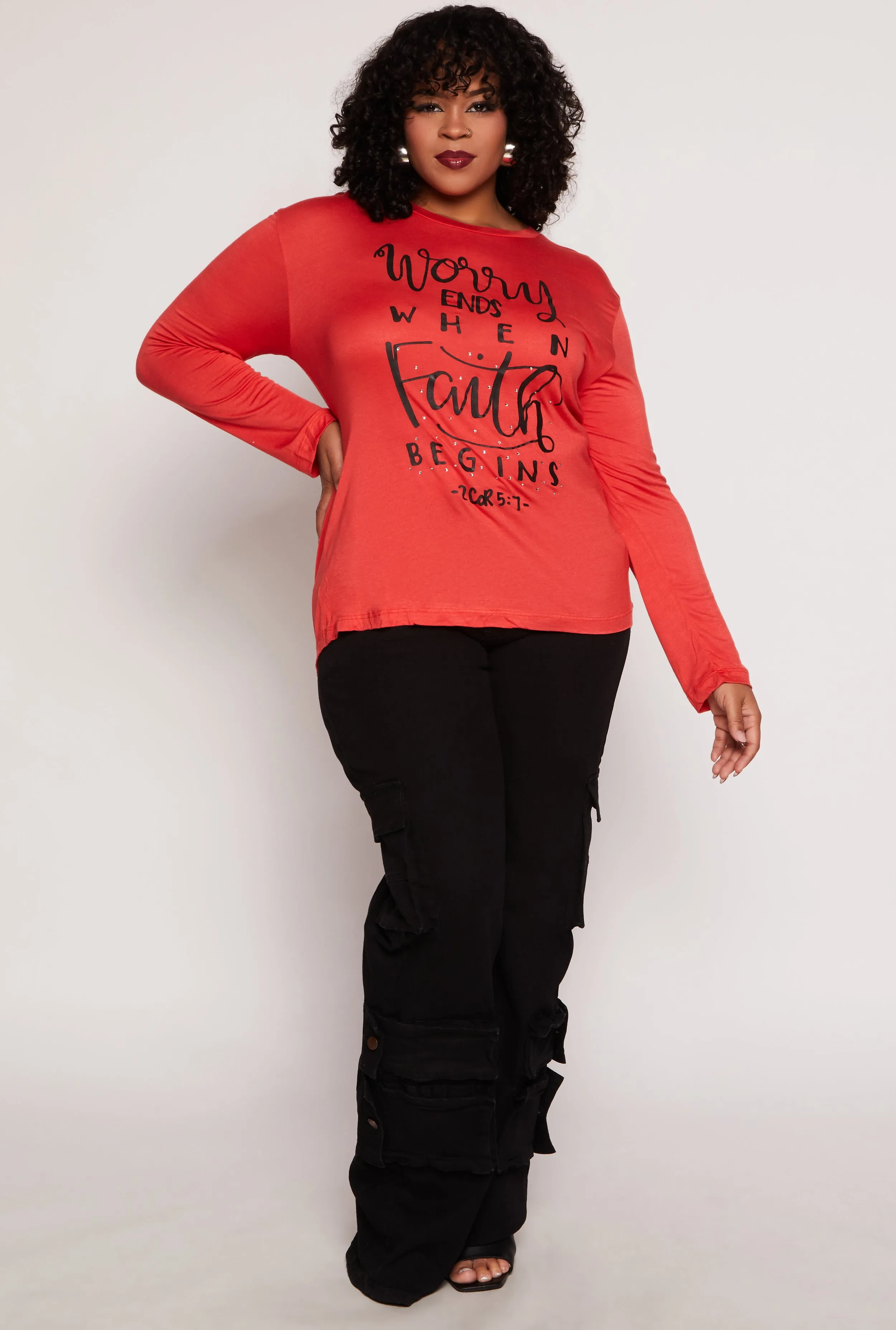 Plus Size Worry Ends When Faith Begins Tee sold by Rainbow product image thumbnail 2